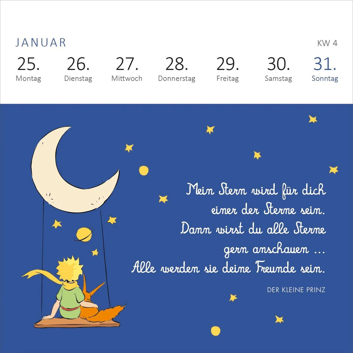 Mini-Wochenkalender Der Kleine Prinz 2027 – Ansicht