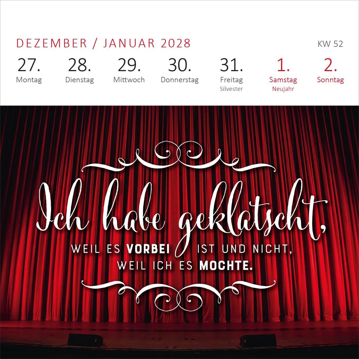 Mini-Wochenkalender Fehlt nur noch das Zelt, dann wäre der Zirkus hier perfekt. 2027 – Ansicht
