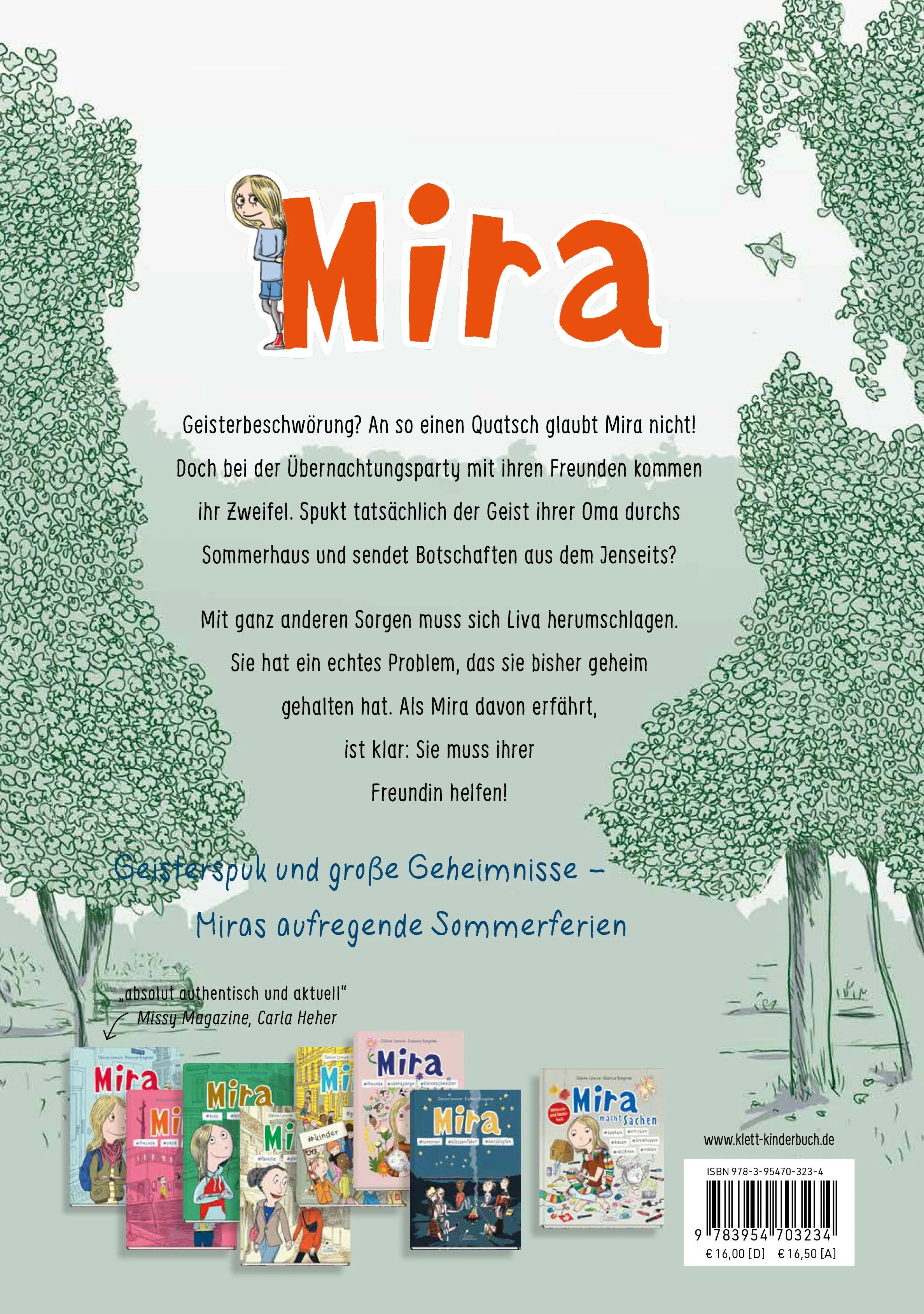 Buchrückseite von 'Mira #sommerhaus #geister #livasgeheimnis' mit Klappentext - Taschenbuch