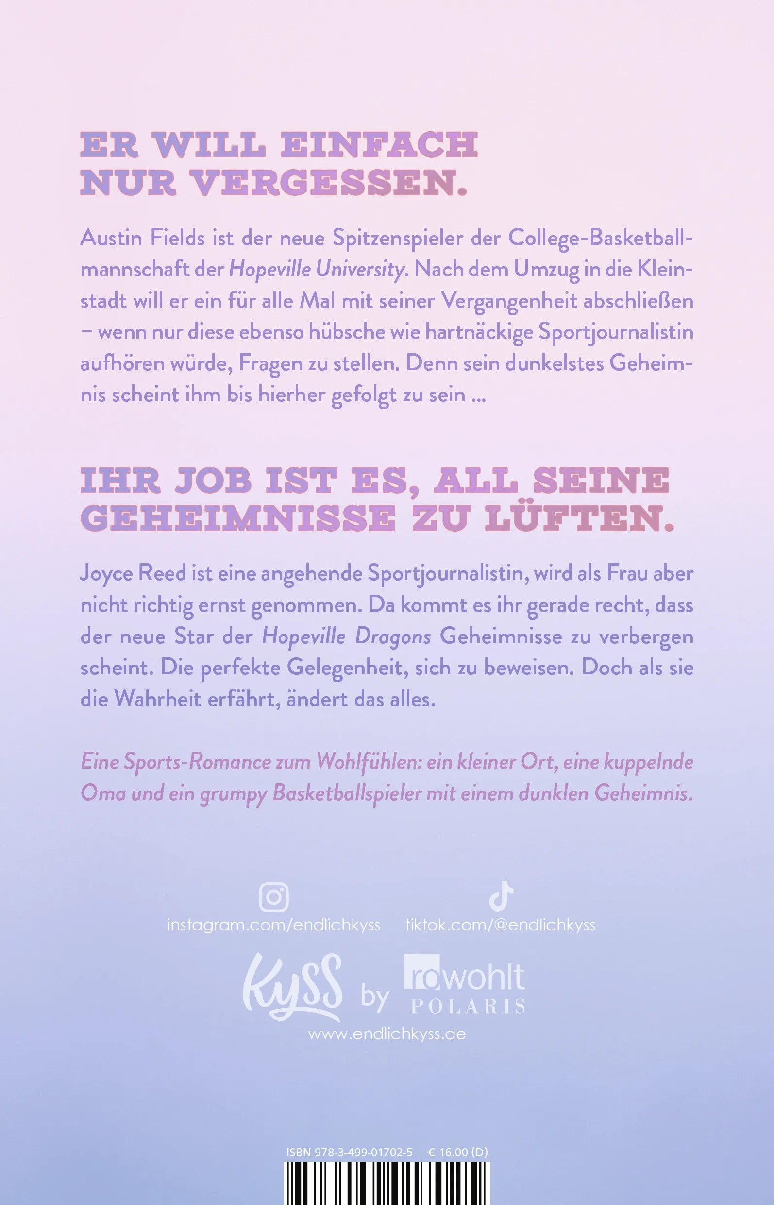 Buchrückseite von 'Mismatch' mit Klappentext - Paperback