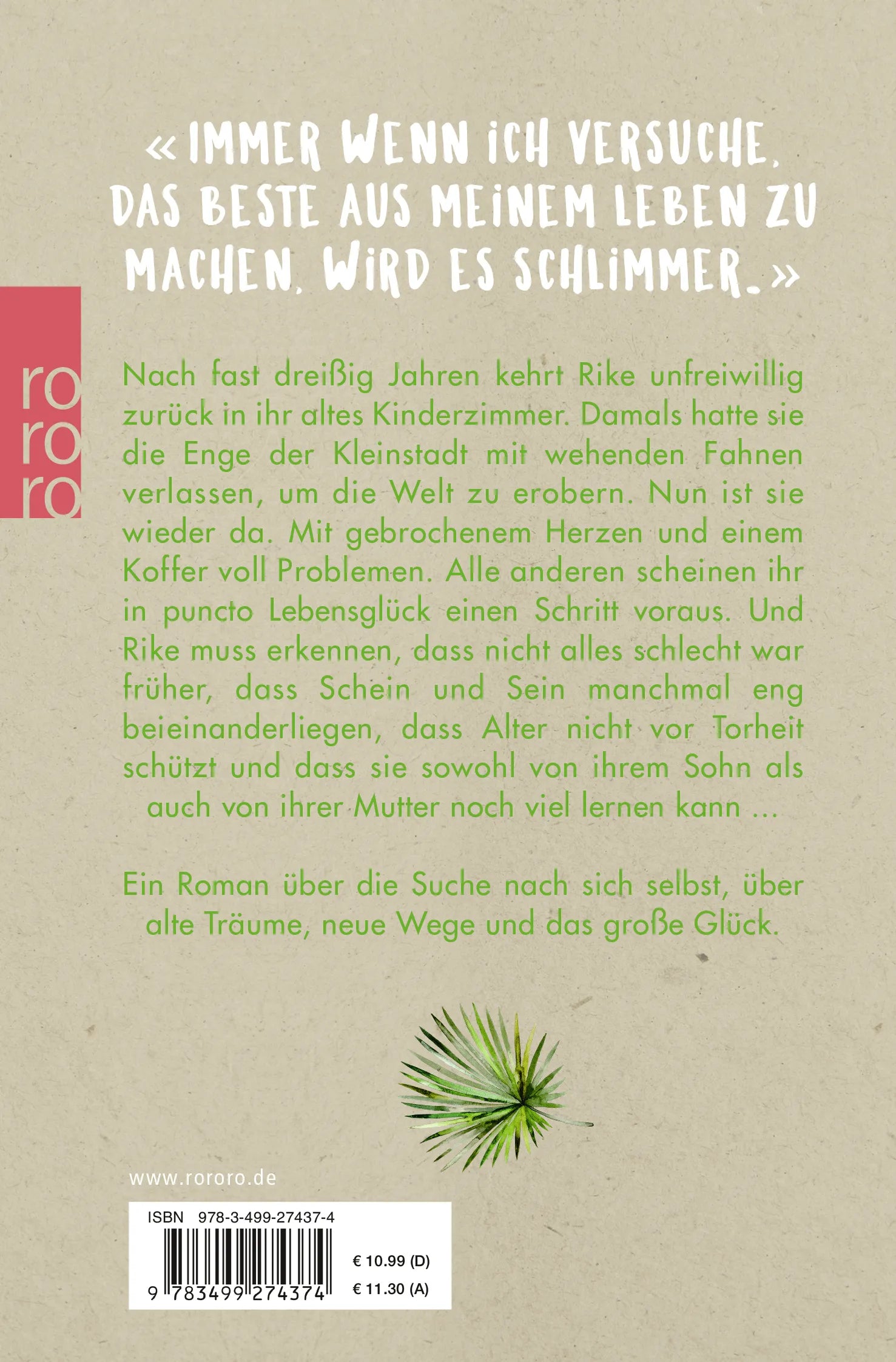 Buchrückseite von 'Mitte 40, fertig, los' mit Klappentext - Taschenbuch