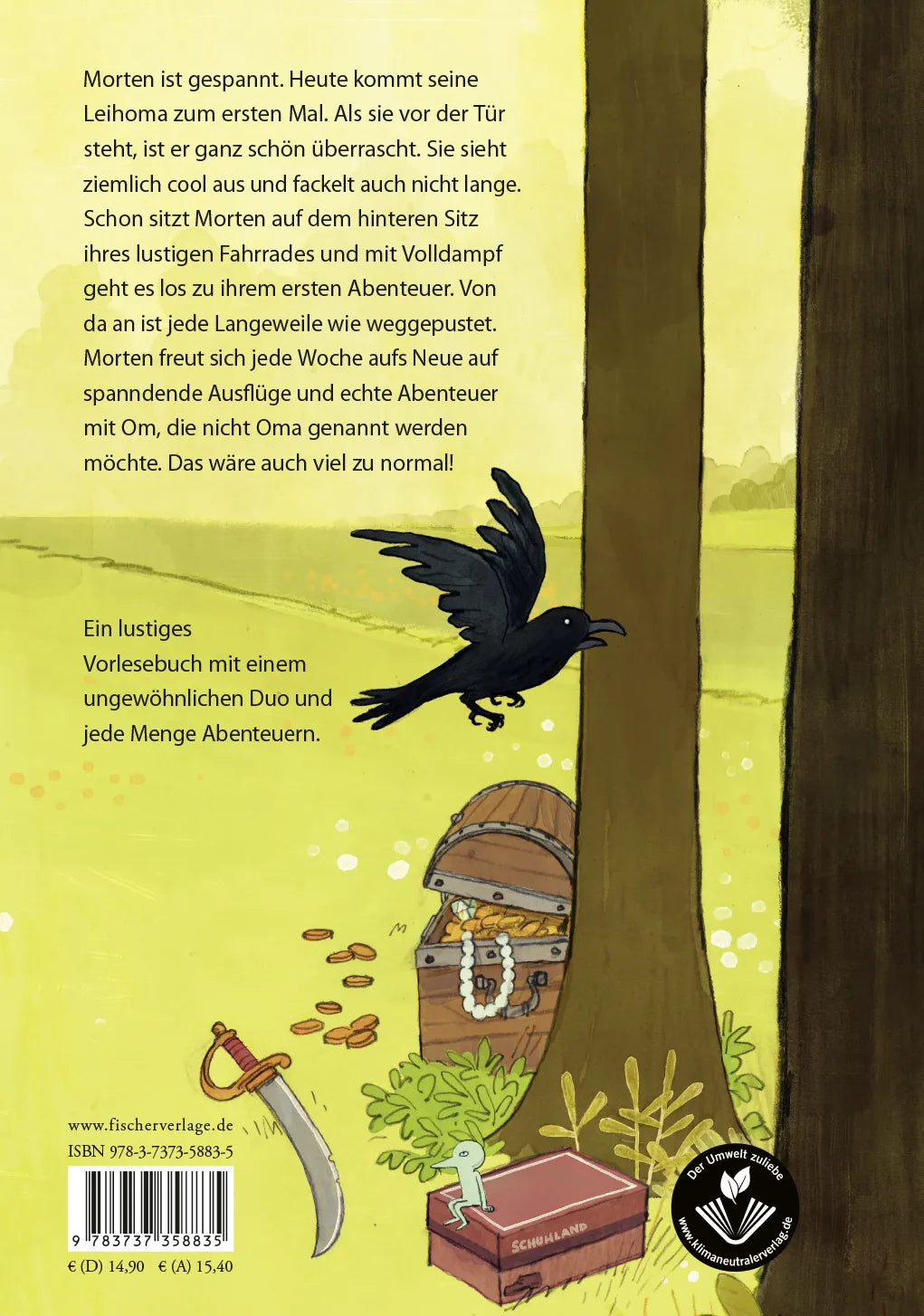 Buchrückseite von 'Mo und die coolste Oma der Welt' mit Klappentext - Gebundene Ausgabe