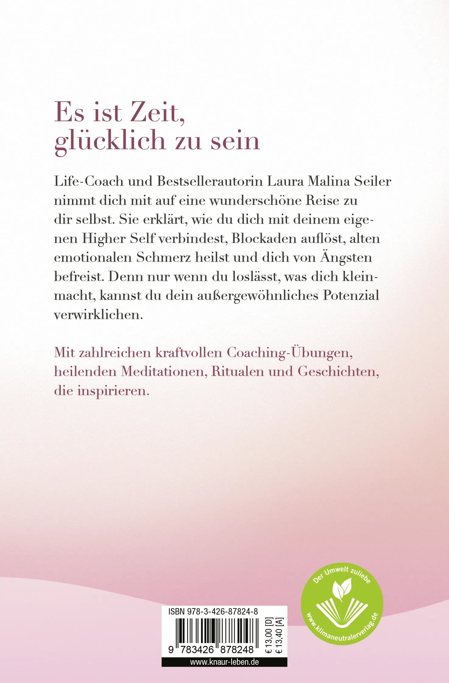 Buchrückseite von 'Mögest du glücklich sein' mit Klappentext - Taschenbuch