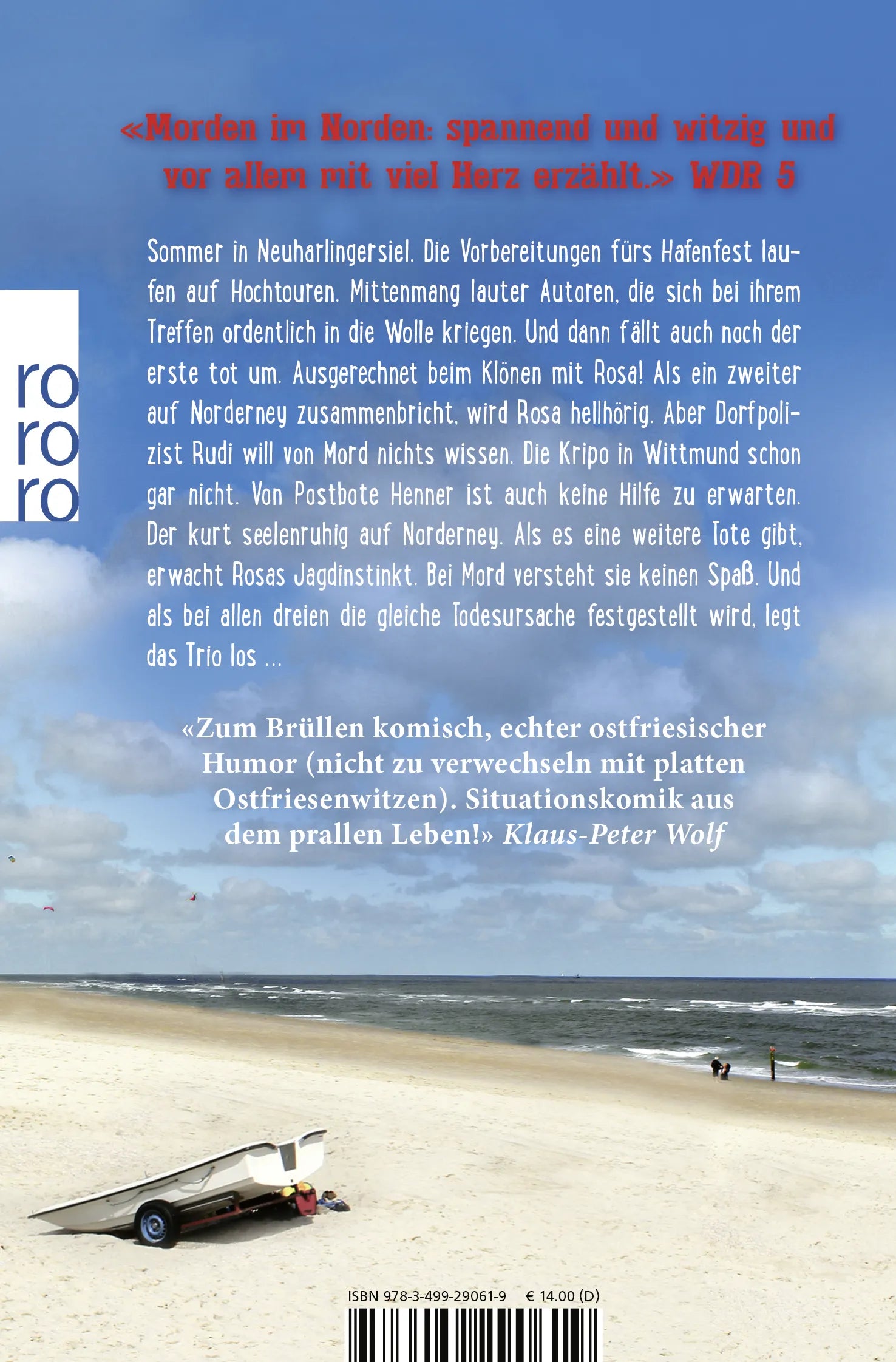 Buchrückseite von 'Mörderjagd mit Inselblick' mit Klappentext - Taschenbuch