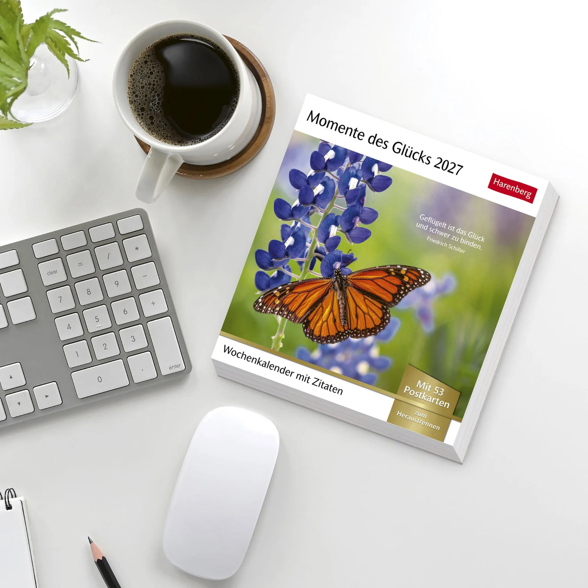 Momente des Glücks Postkartenkalender 2027 - Wochenkalender mit Zitaten, mit 53 Postkarten – Ansicht