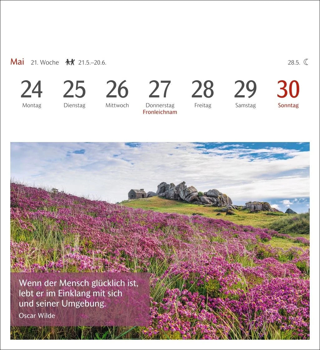 Momente des Glücks Postkartenkalender 2027 - Wochenkalender mit Zitaten, mit 53 Postkarten – Ansicht