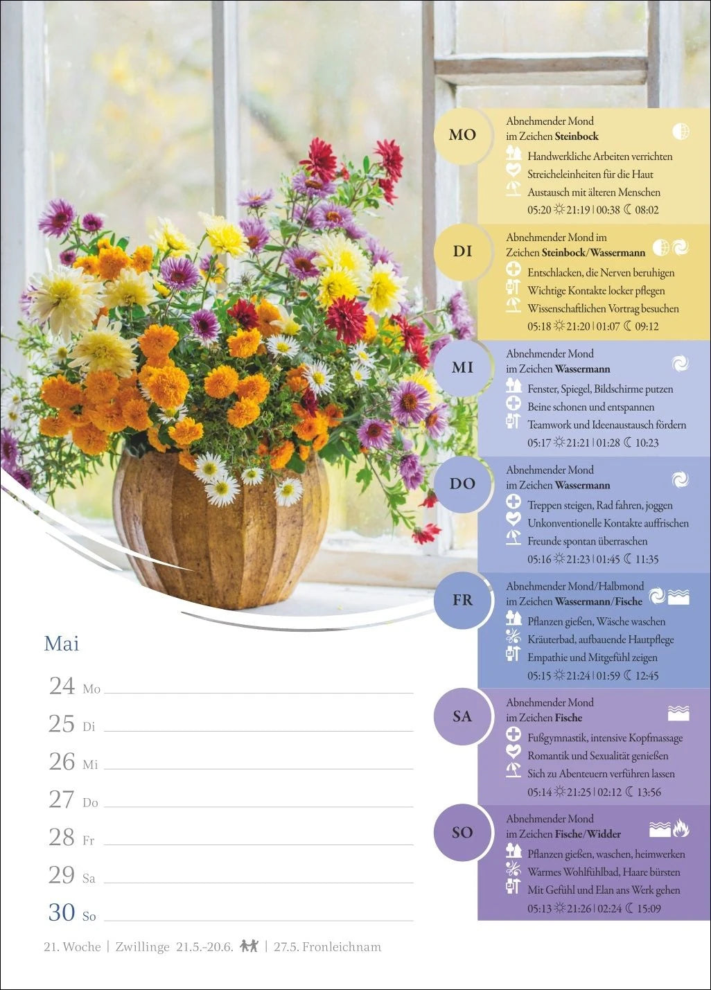 Mondkalender Wochenkalender 2027 - 53 Wochenblätter mit praktischen Tipps für jeden Tag – Ansicht