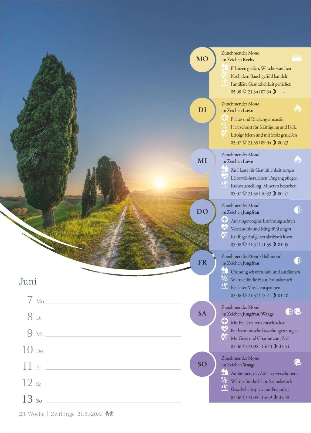 Mondkalender Wochenkalender 2027 - 53 Wochenblätter mit praktischen Tipps für jeden Tag – Ansicht