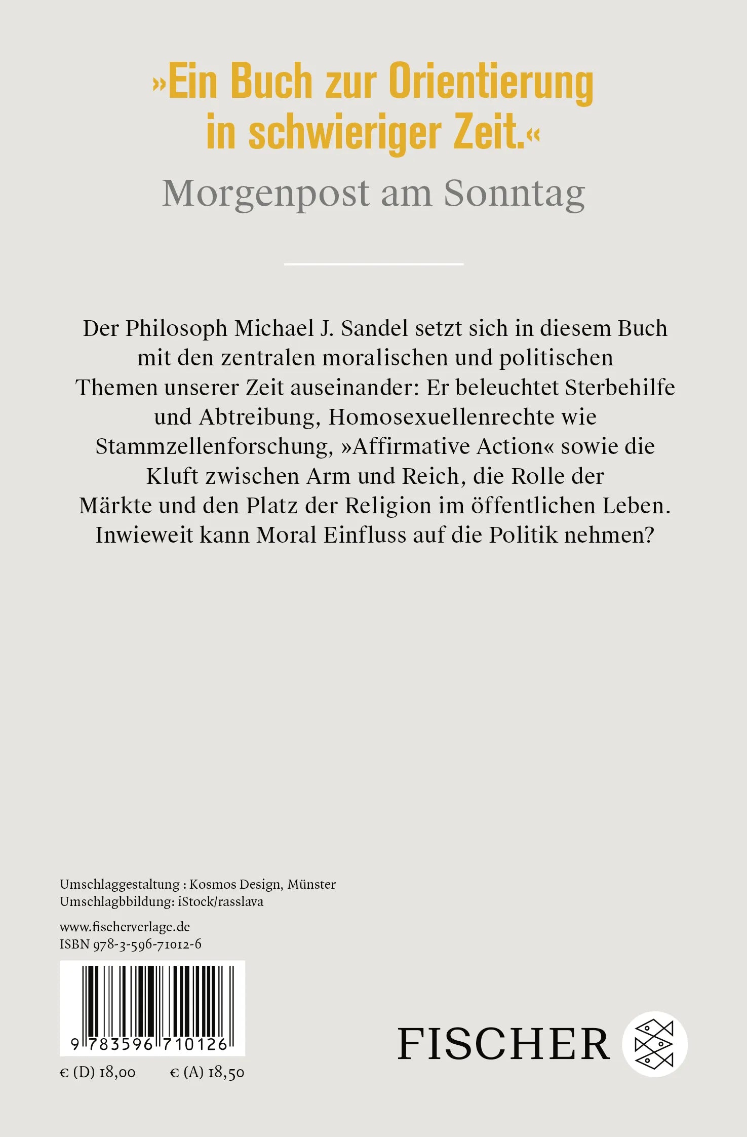 Buchrückseite von 'Moral und Politik' mit Klappentext - Taschenbuch