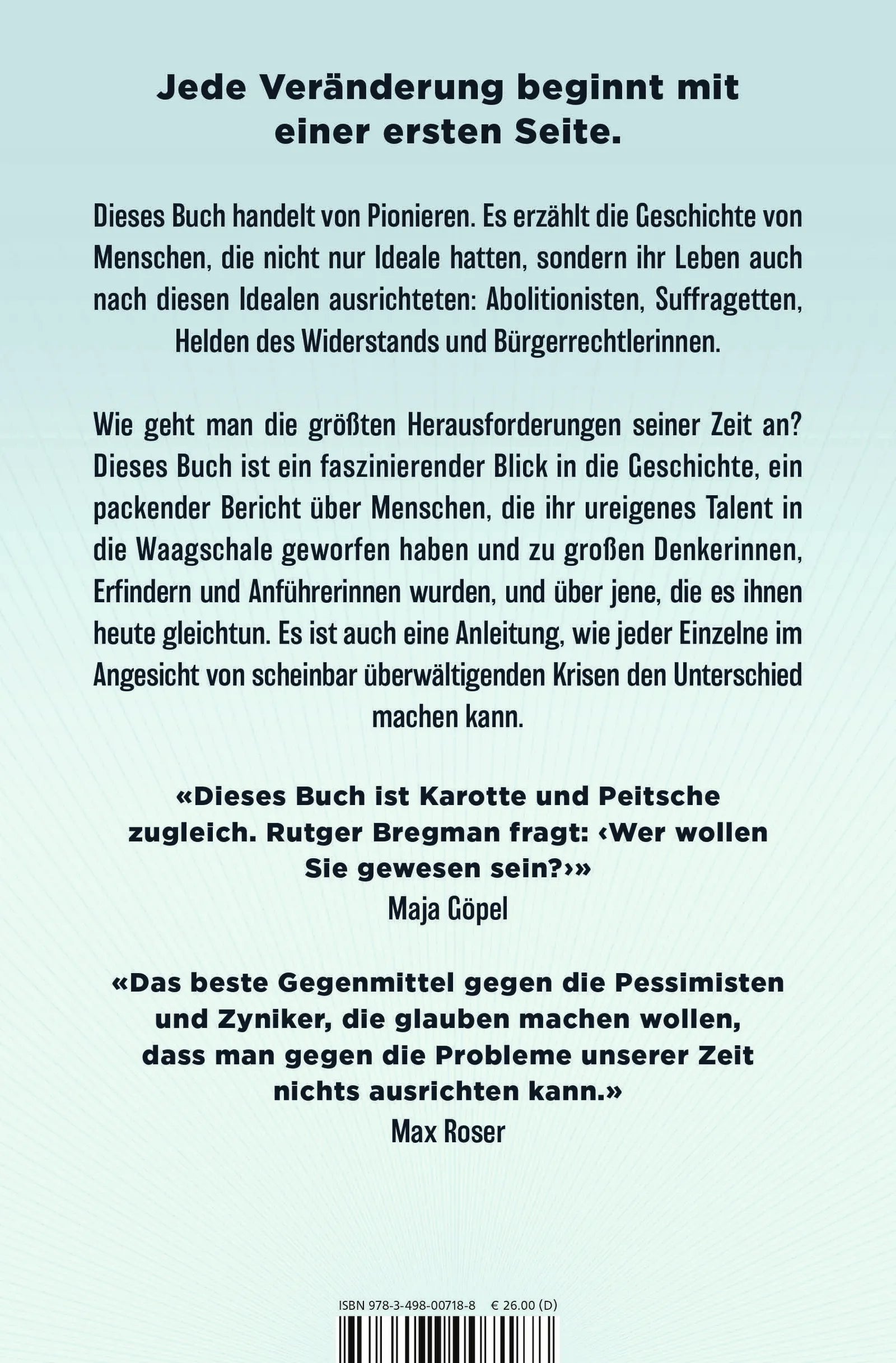 Buchrückseite von 'Moralische Ambition' mit Klappentext - Gebundene Ausgabe