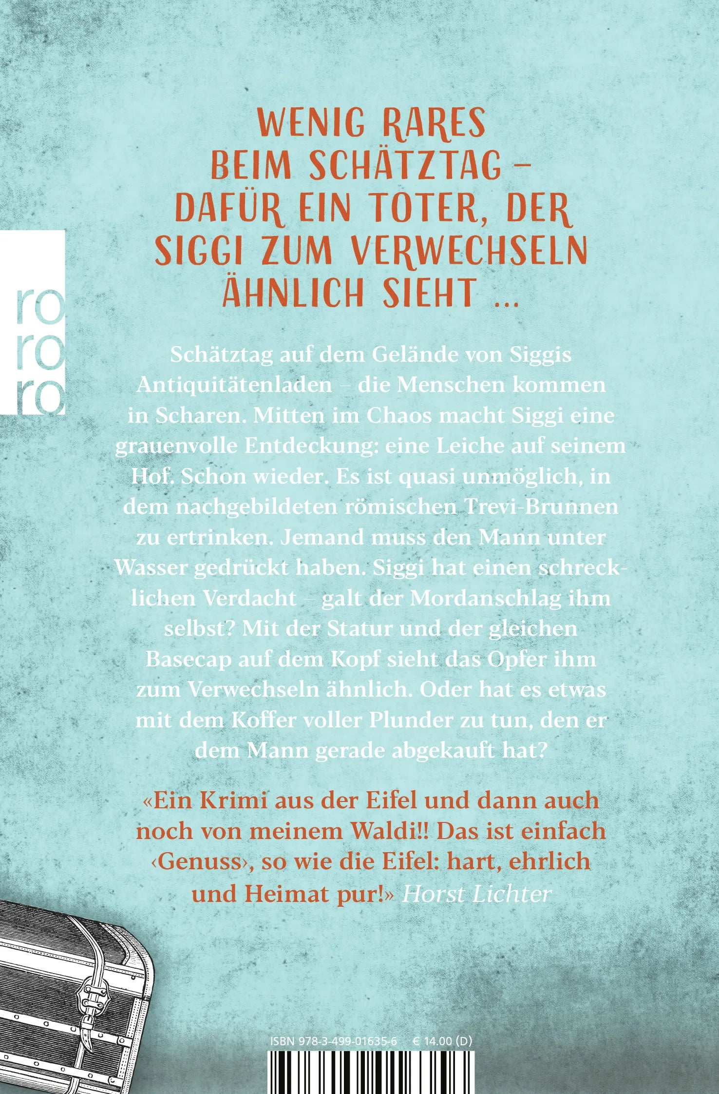 Buchrückseite von 'Mord am Schätztag' mit Klappentext - Taschenbuch