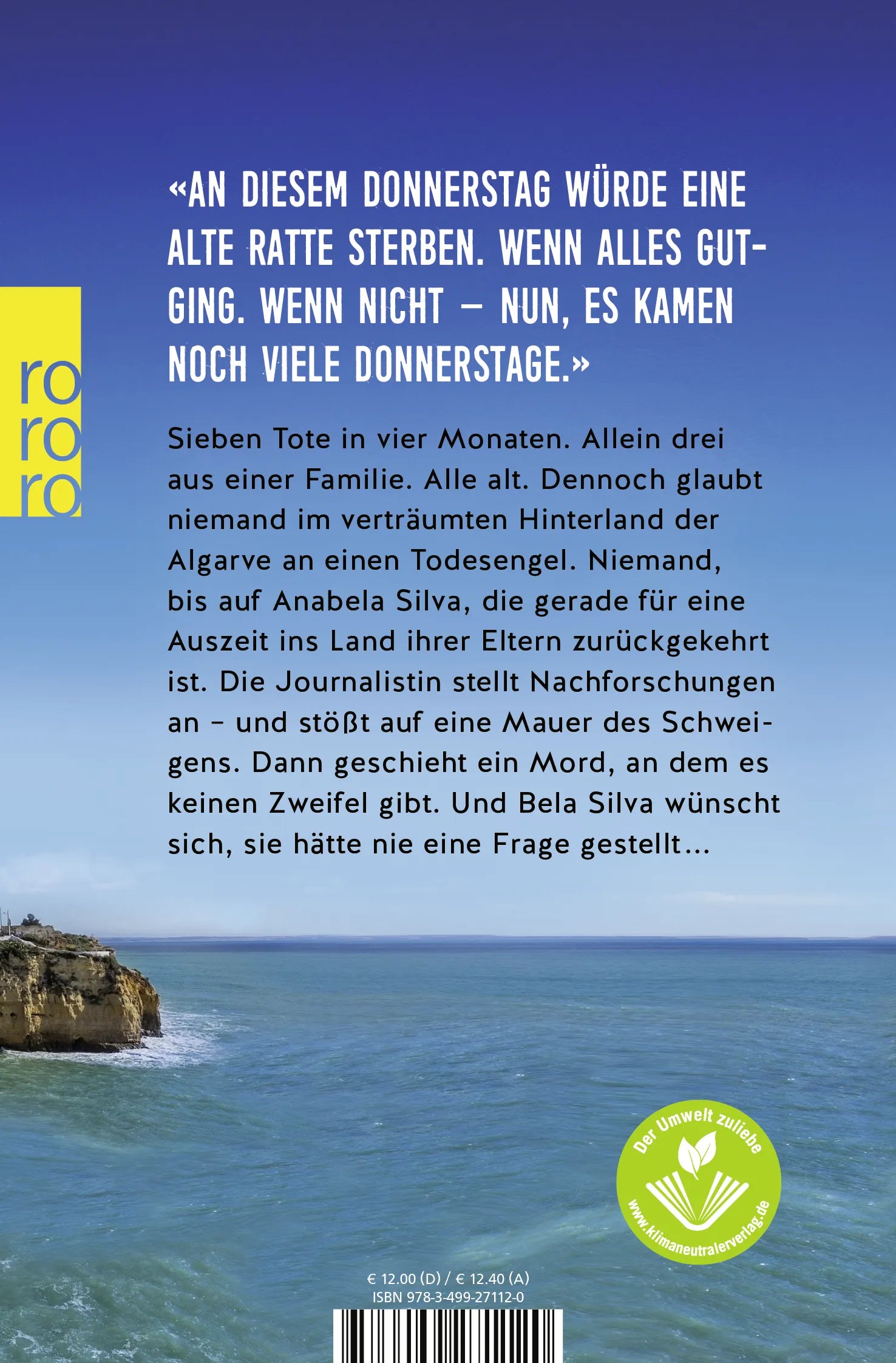 Buchrückseite von 'Mord an der Algarve' mit Klappentext - Taschenbuch