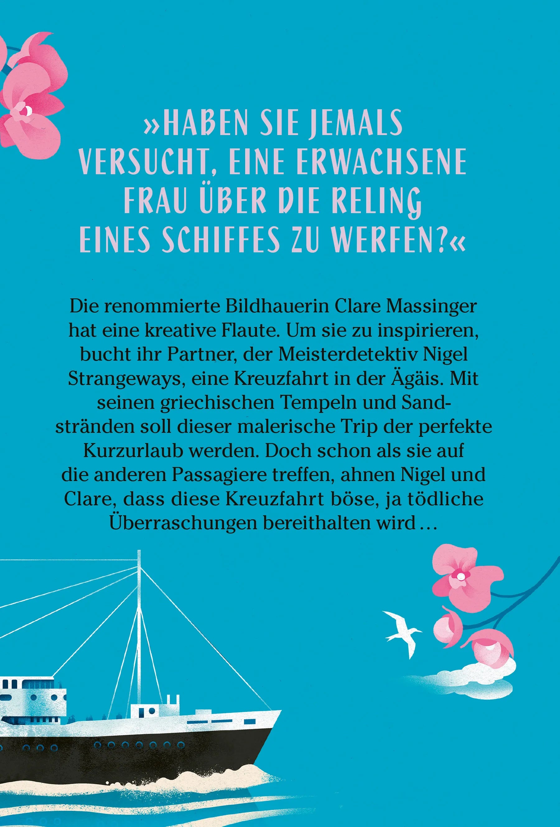 Buchrückseite von 'Mord auf der Kreuzfahrt' mit Klappentext - Gebundene Ausgabe
