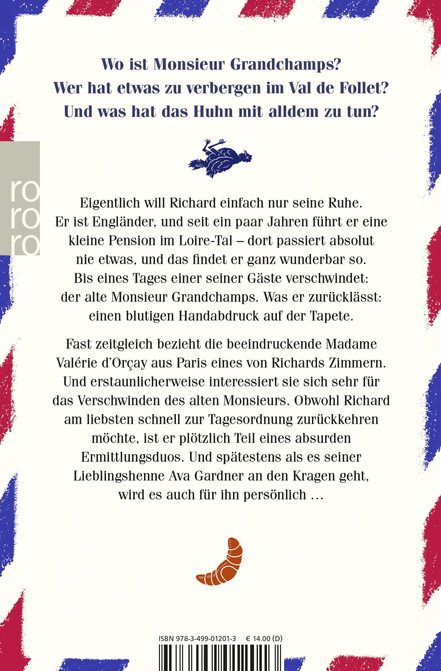 Buchrückseite von 'Mord & Croissants' mit Klappentext - Taschenbuch