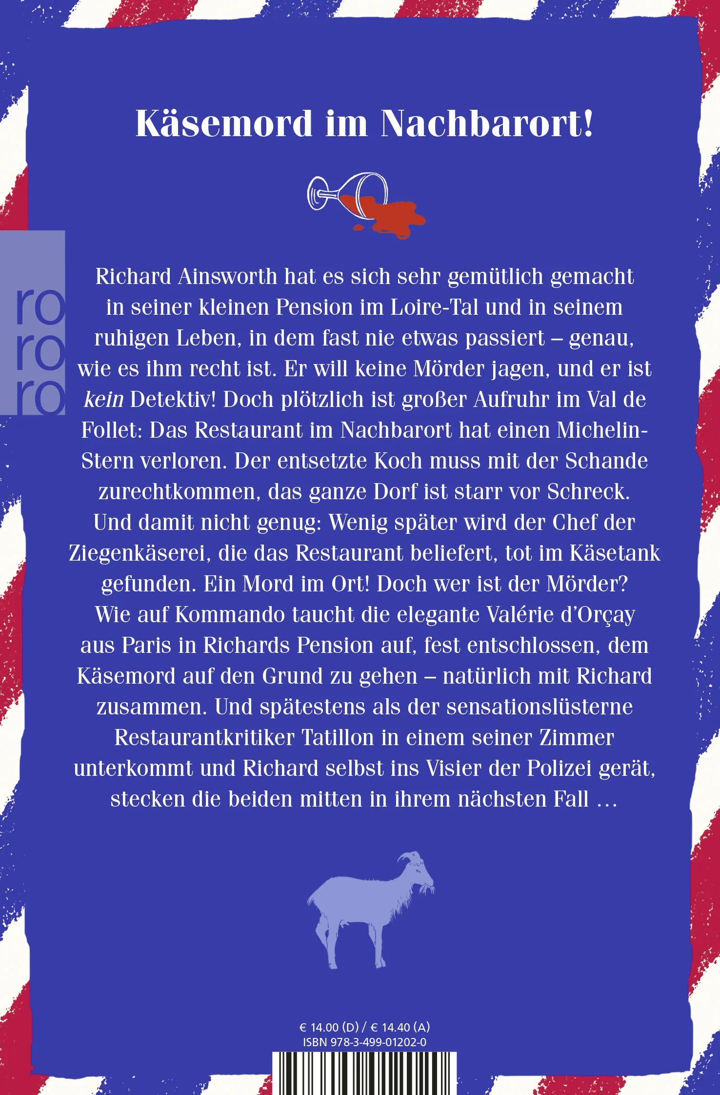 Buchrückseite von 'Mord & Fromage' mit Klappentext - Taschenbuch