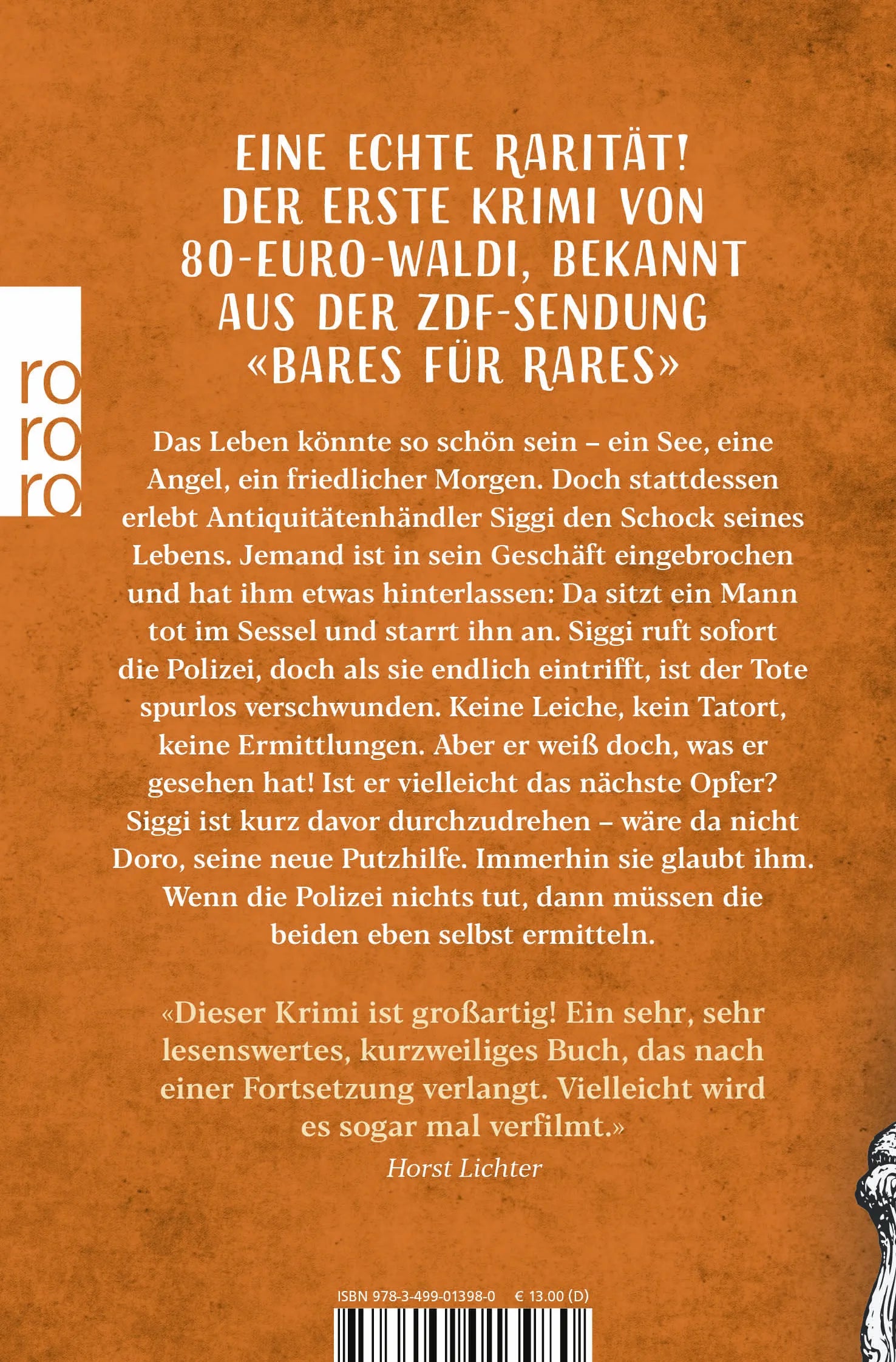 Buchrückseite von 'Mord im Antiquitätenladen' mit Klappentext - Taschenbuch