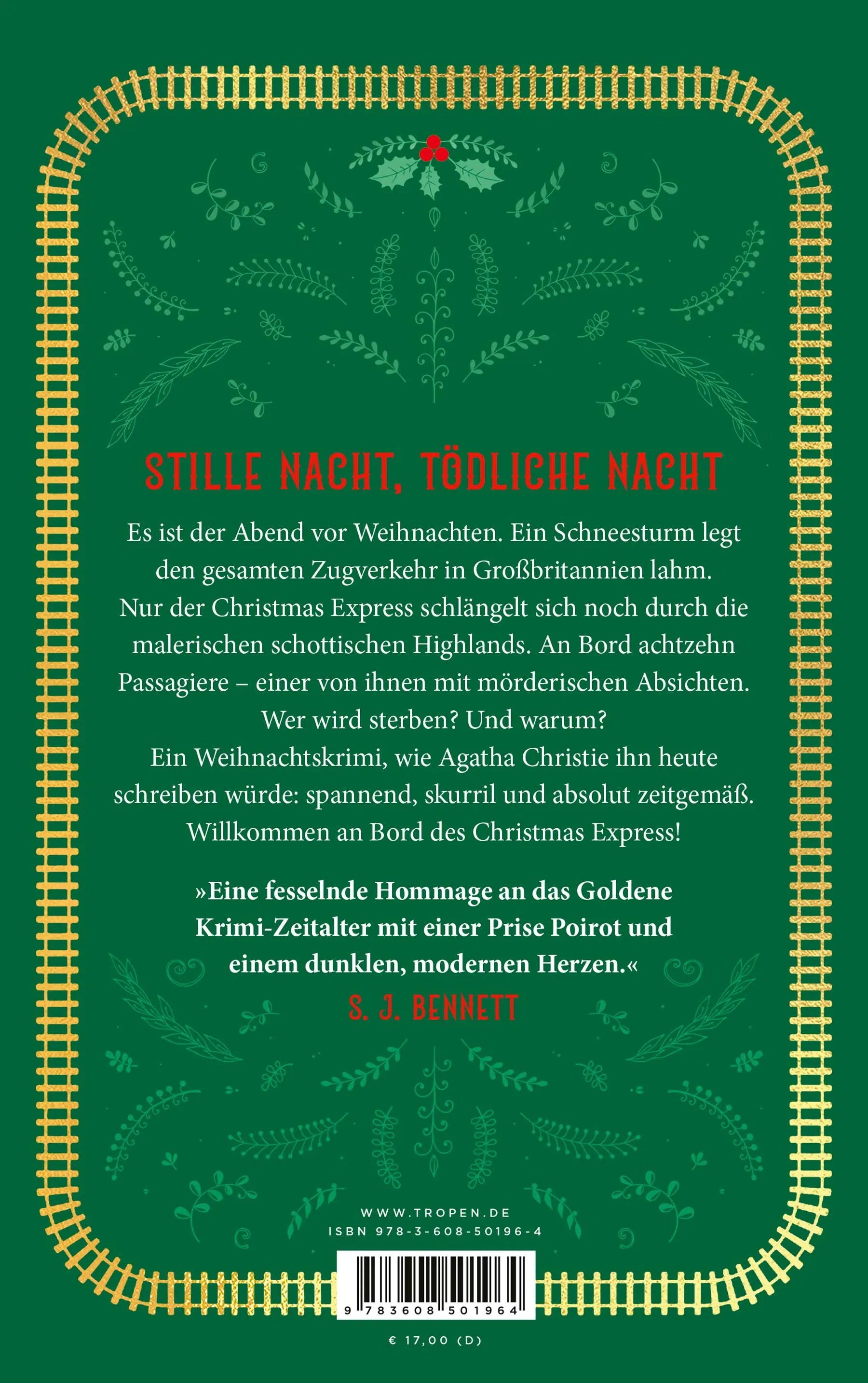 Buchrückseite von 'Mord im Christmas Express' mit Klappentext - Paperback