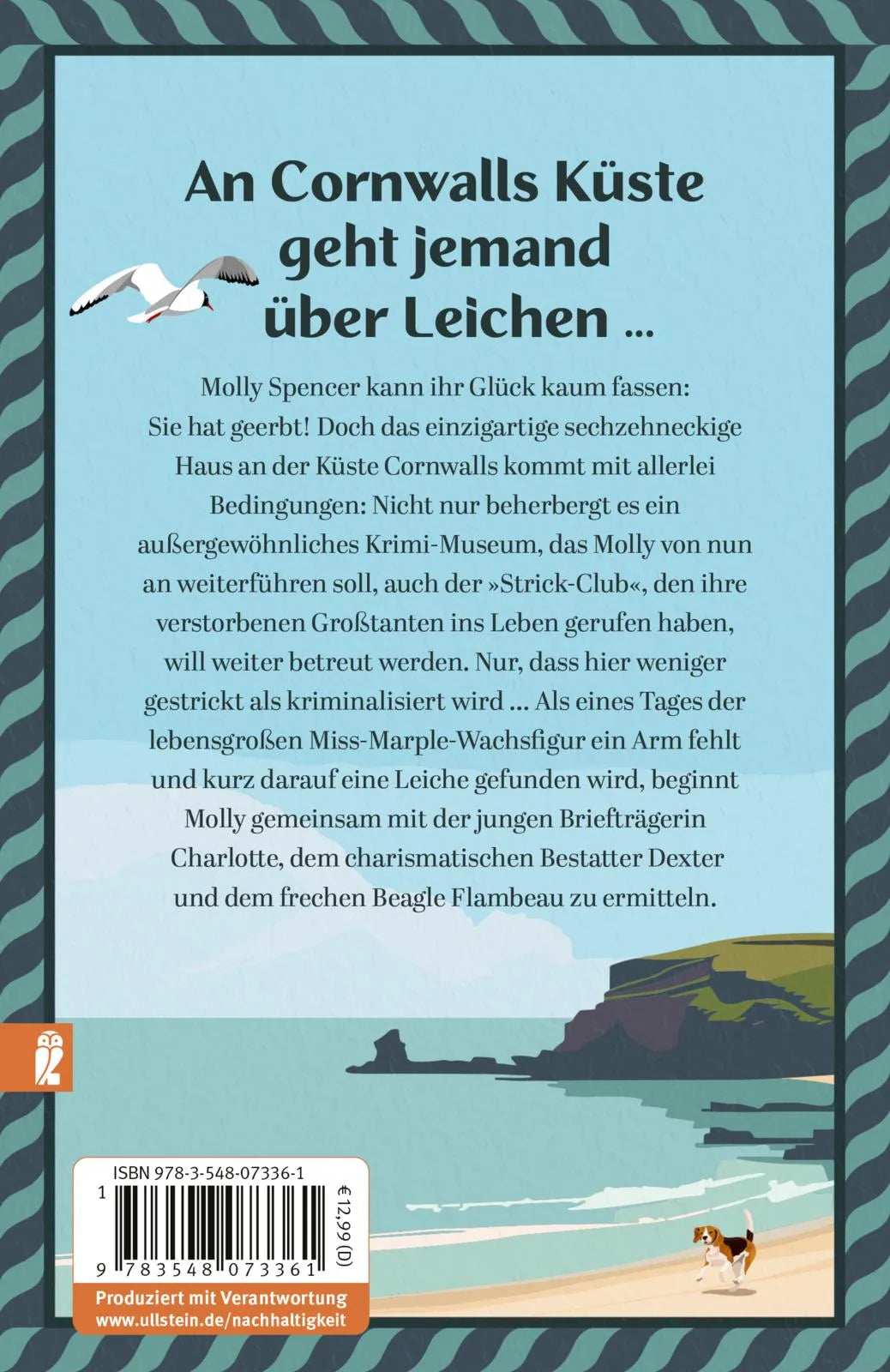 Buchrückseite von 'Mord im Museum – Miss Molly Spencer ermittelt' mit Klappentext - Taschenbuch