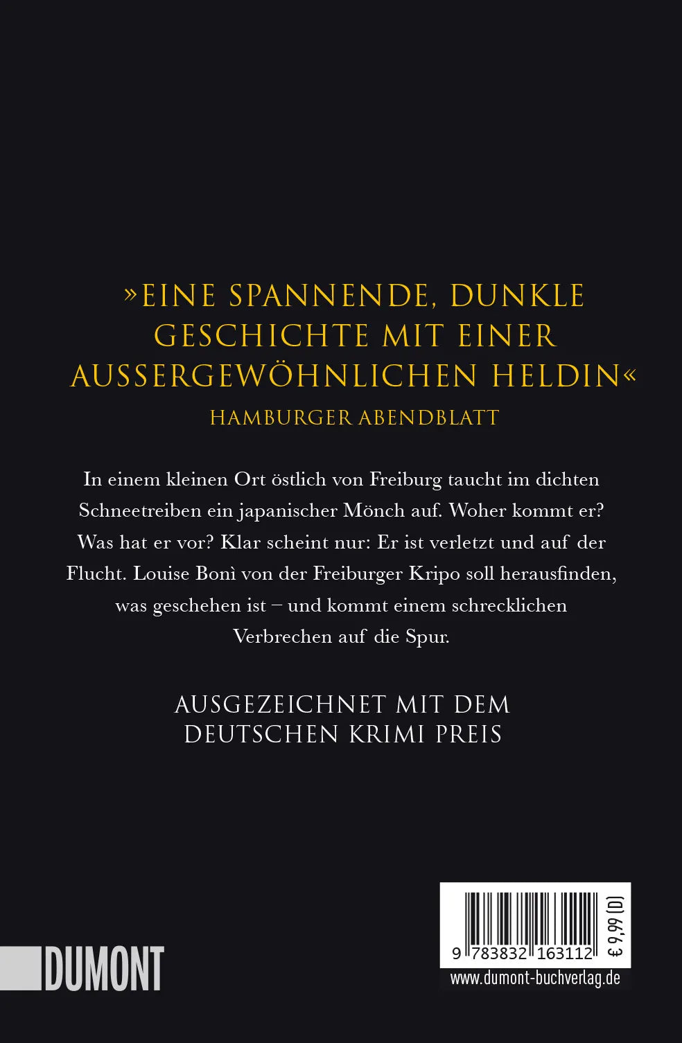 Buchrückseite von 'Mord im Zeichen des Zen' mit Klappentext - Taschenbuch