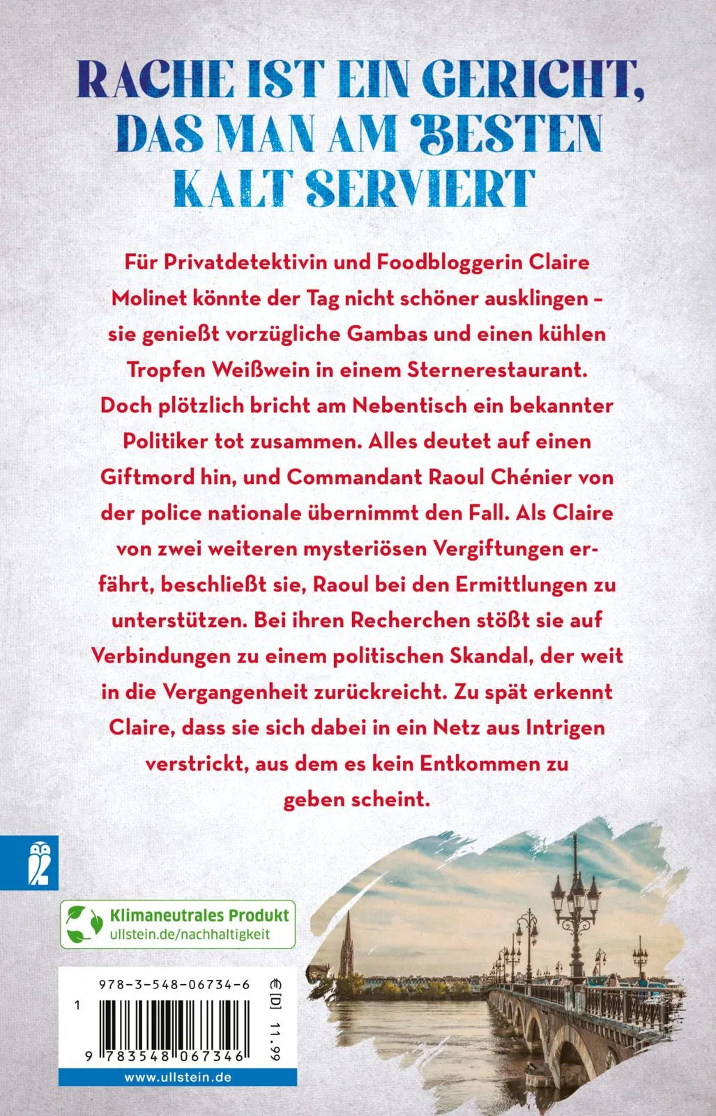 Buchrückseite von 'Mord in Bordeaux' mit Klappentext - Taschenbuch