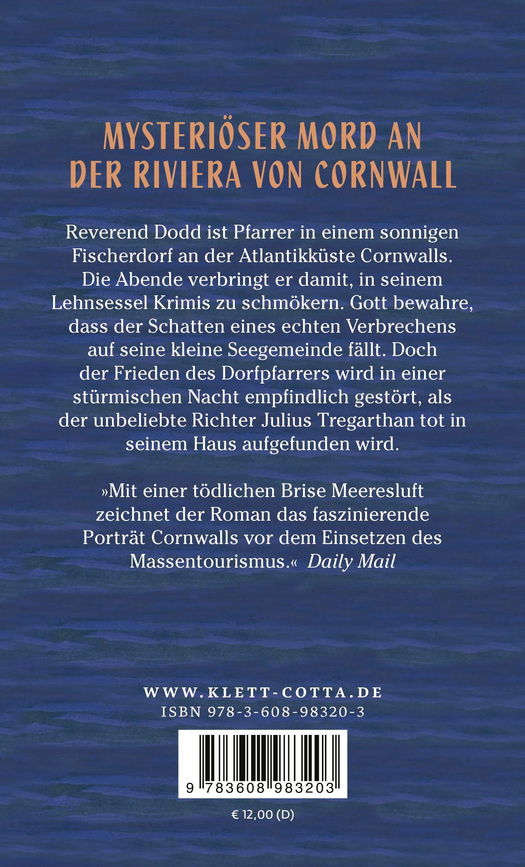Buchrückseite von 'Mord in Cornwall' mit Klappentext - Taschenbuch