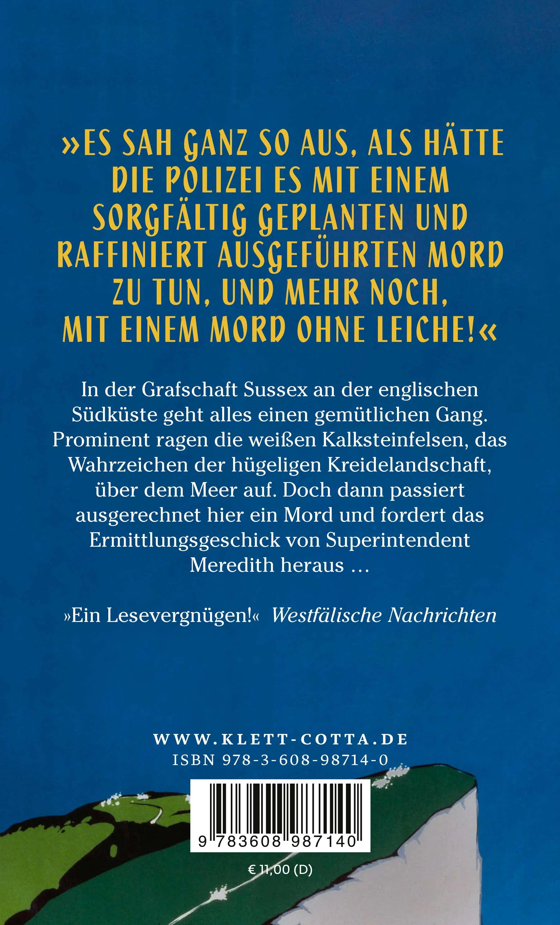 Buchrückseite von 'Mord in Sussex' mit Klappentext - Taschenbuch