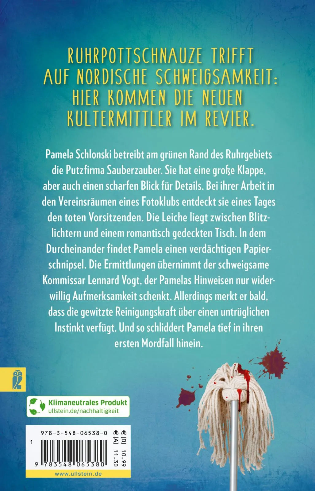 Buchrückseite von 'Mord und Wischmopp' mit Klappentext - Taschenbuch