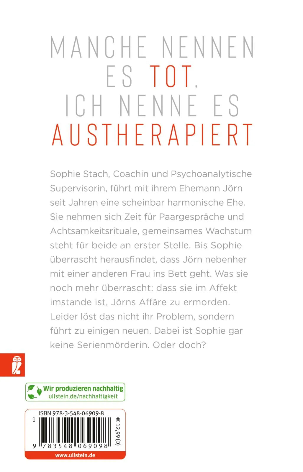 Buchrückseite von 'Mordscoach' mit Klappentext - Taschenbuch