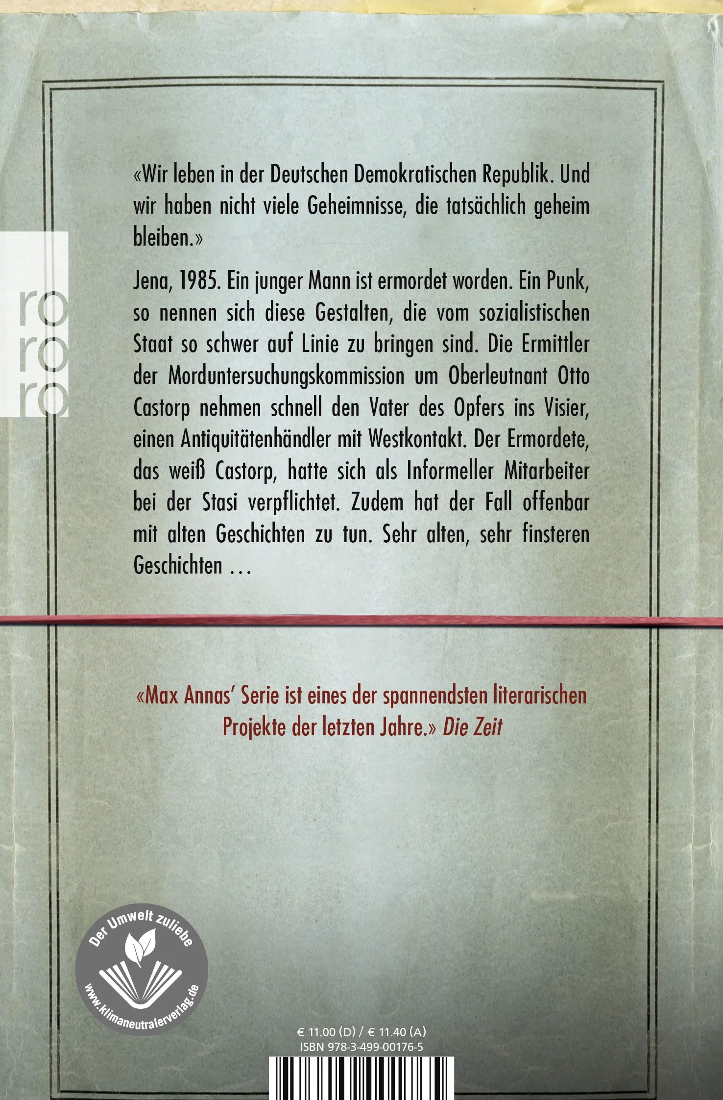 Buchrückseite von 'Morduntersuchungskommission: Der Fall Melchior Nikoleit' mit Klappentext - Taschenbuch