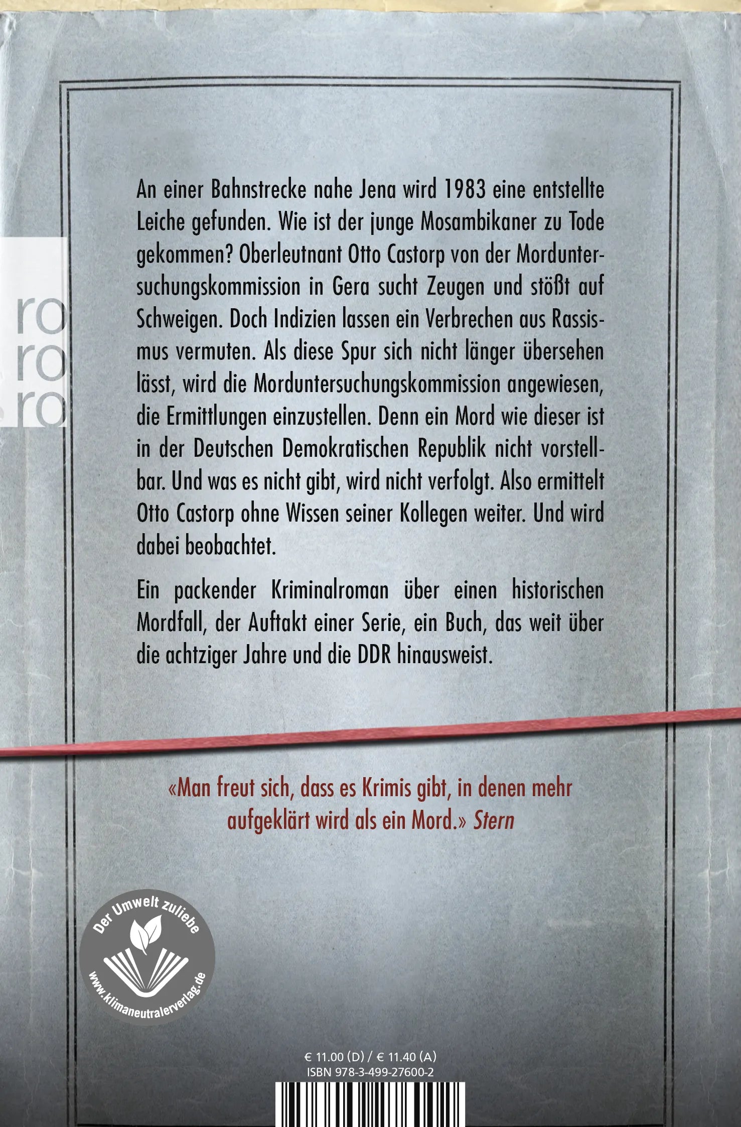 Buchrückseite von 'Morduntersuchungskommission: Der Fall Teo Macamo' mit Klappentext - Taschenbuch