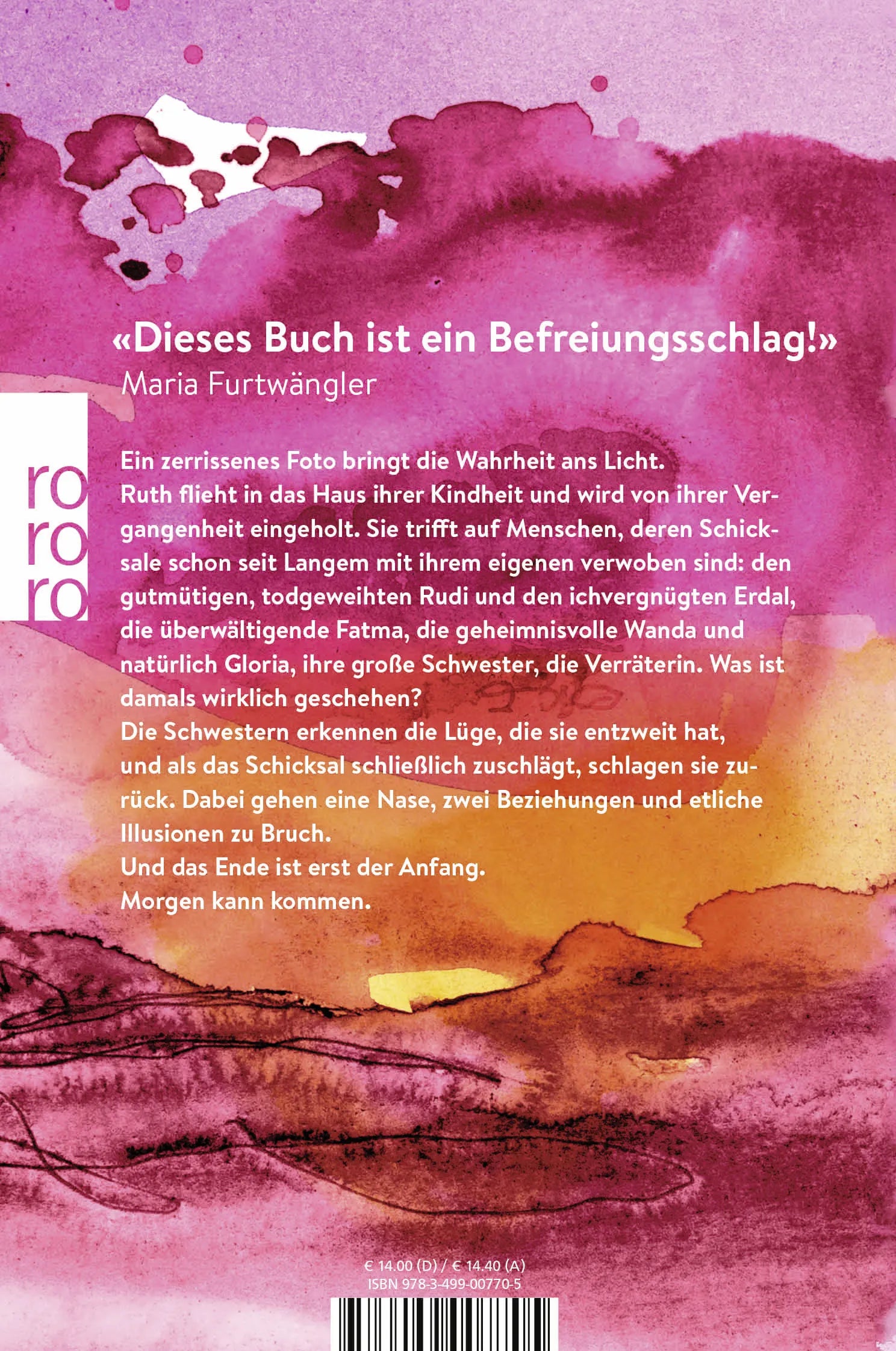 Buchrückseite von 'Morgen kann kommen' mit Klappentext - Taschenbuch