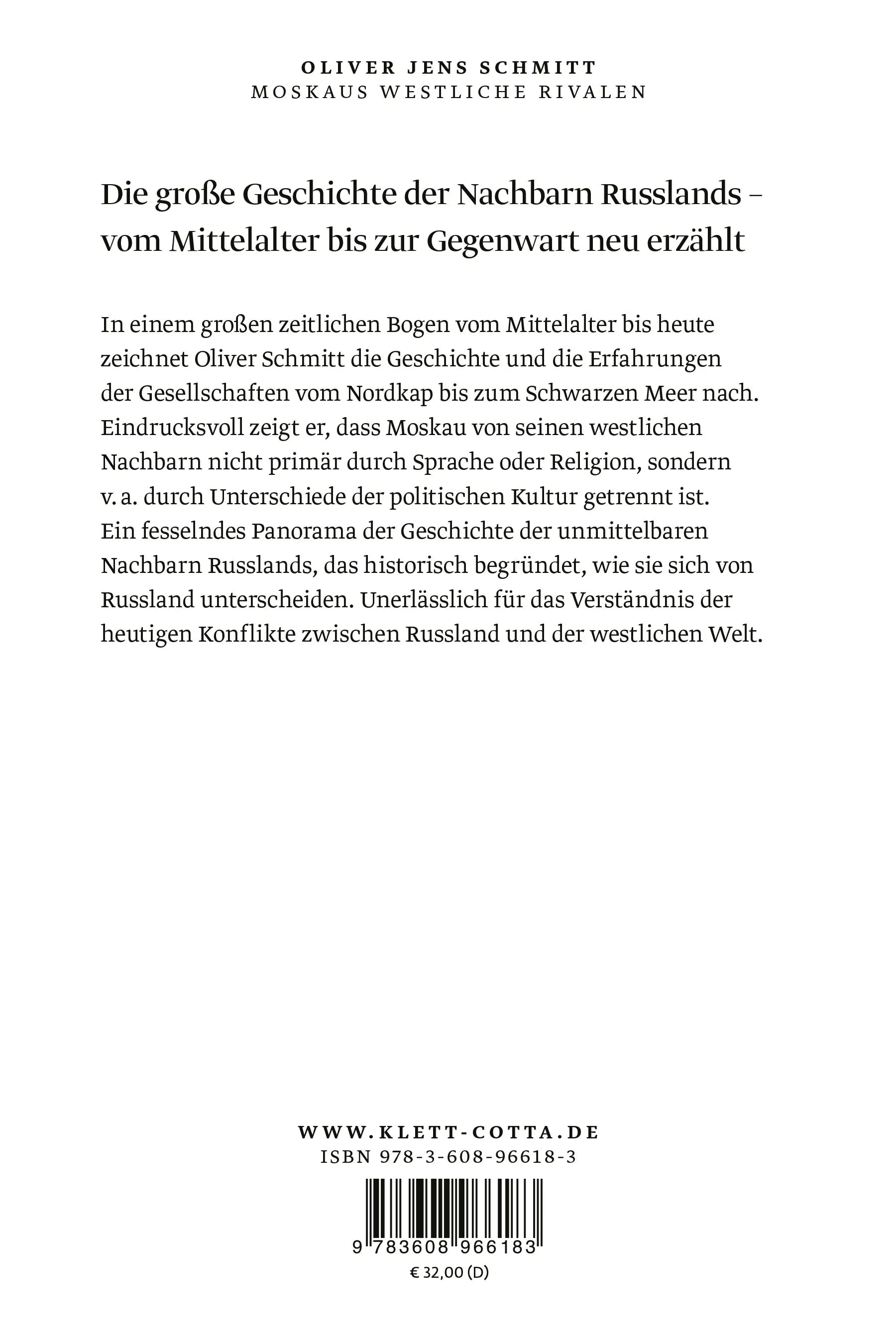 Buchrückseite von 'Moskaus westliche Rivalen' mit Klappentext - Gebundene Ausgabe