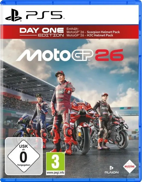 Cover: MotoGP 26 (Day One Edition) für Playstation 5. Publisher: PLAION GmbH