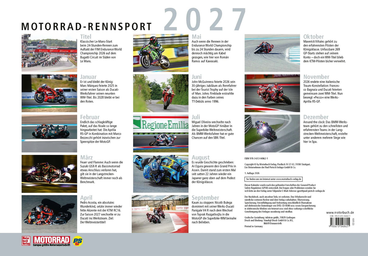 Motorrad Kalender 2027 – Ansicht