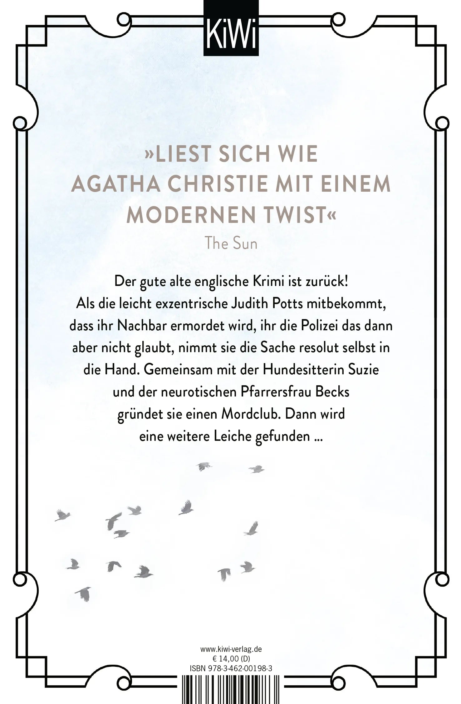 Buchrückseite von 'Mrs Potts’ Mordclub und der tote Nachbar' mit Klappentext - Taschenbuch