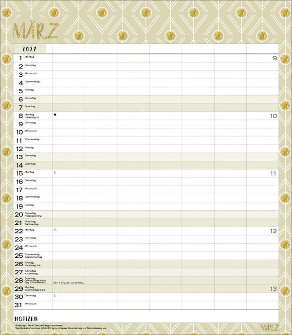 Multiplaner - Time for glamour 2027 – Ansicht
