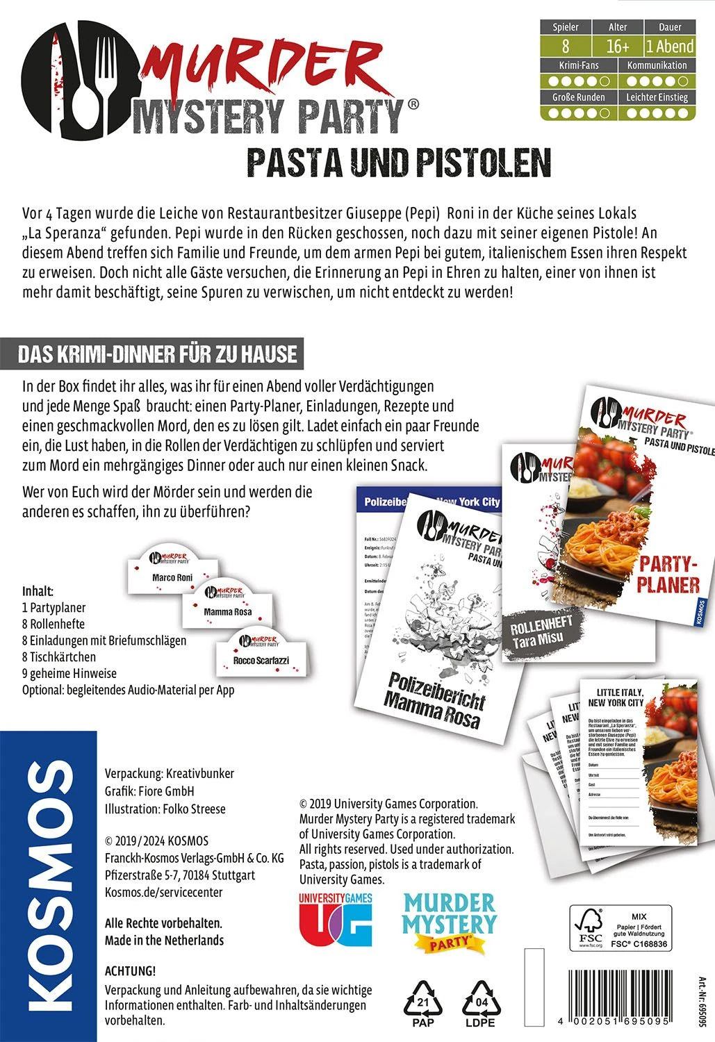 Murder Mystery Party Pasta und Pistolen – Ansicht
