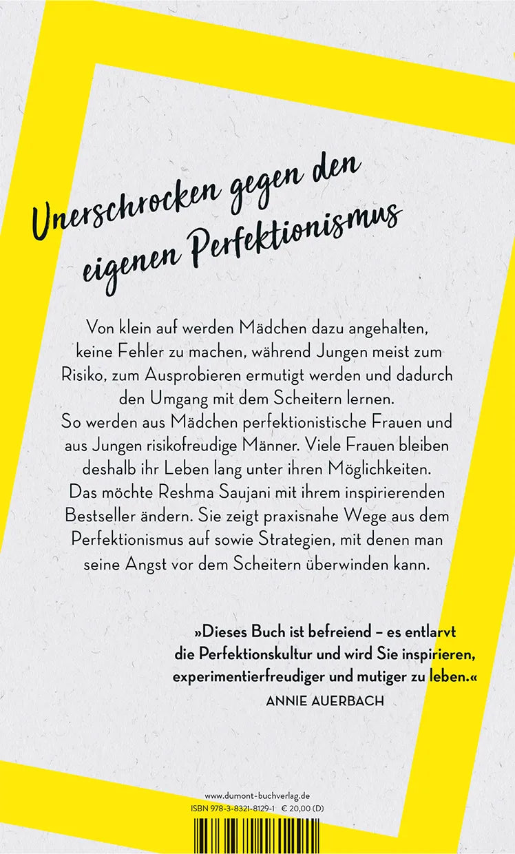 BuchrÃ¼ckseite von 'Mutig, nicht perfekt' mit Klappentext - Taschenbuch