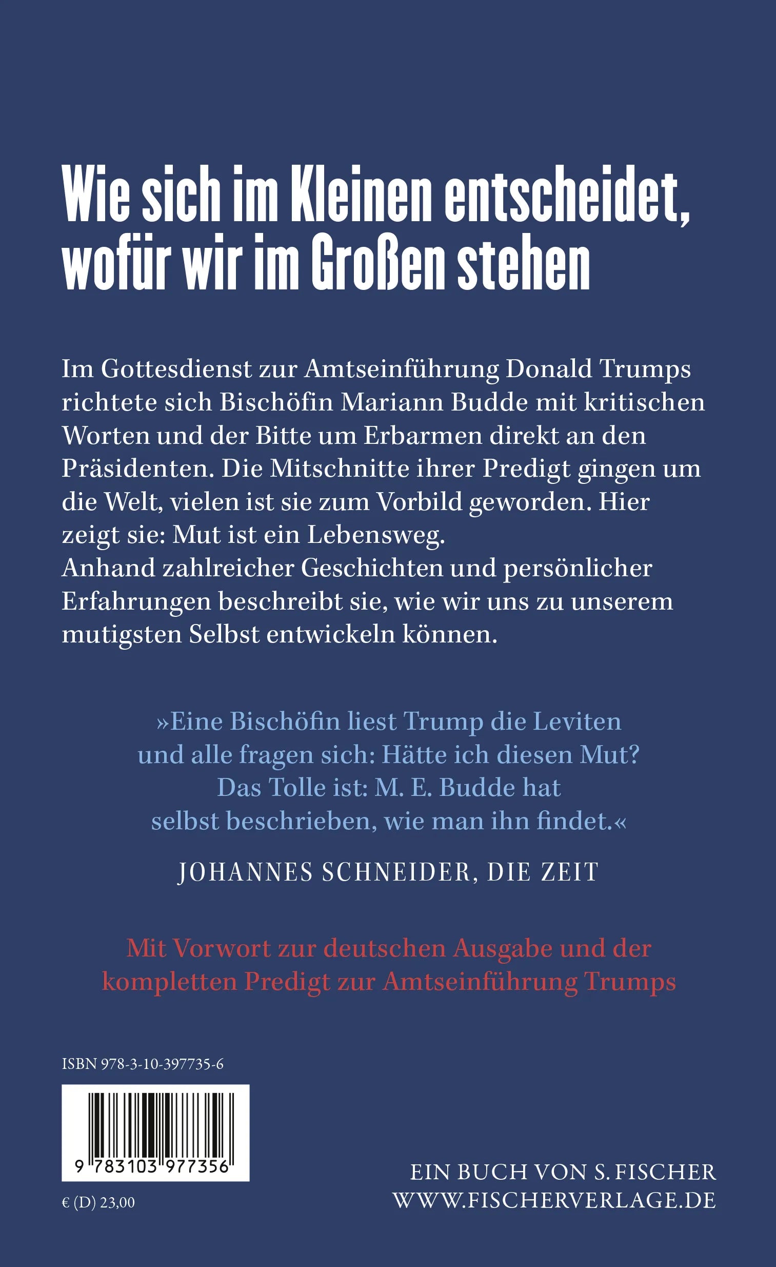 Buchrückseite von 'Mutig sein' mit Klappentext - Gebundene Ausgabe