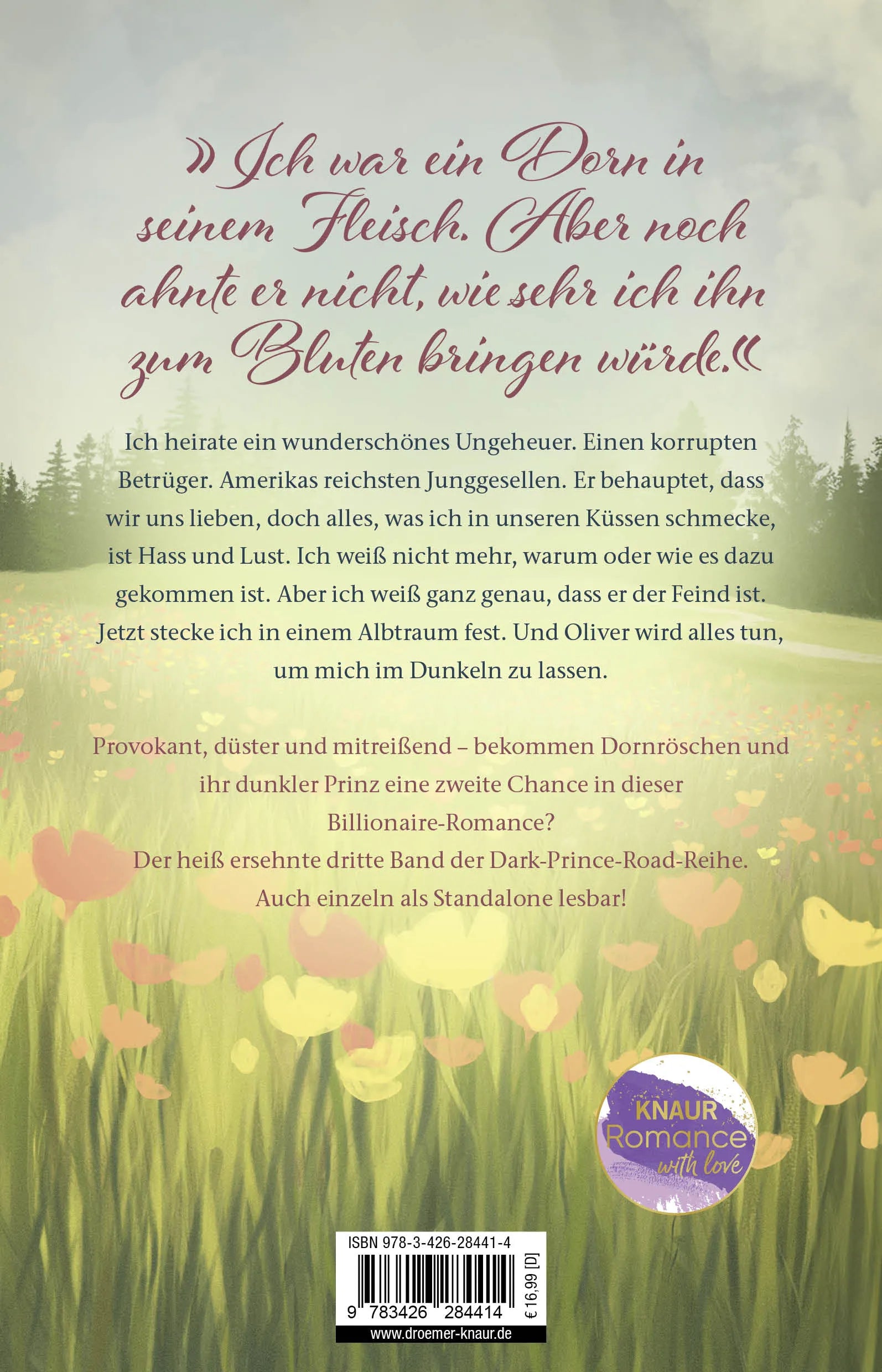 Buchrückseite von 'My Dark Prince' mit Klappentext - Paperback
