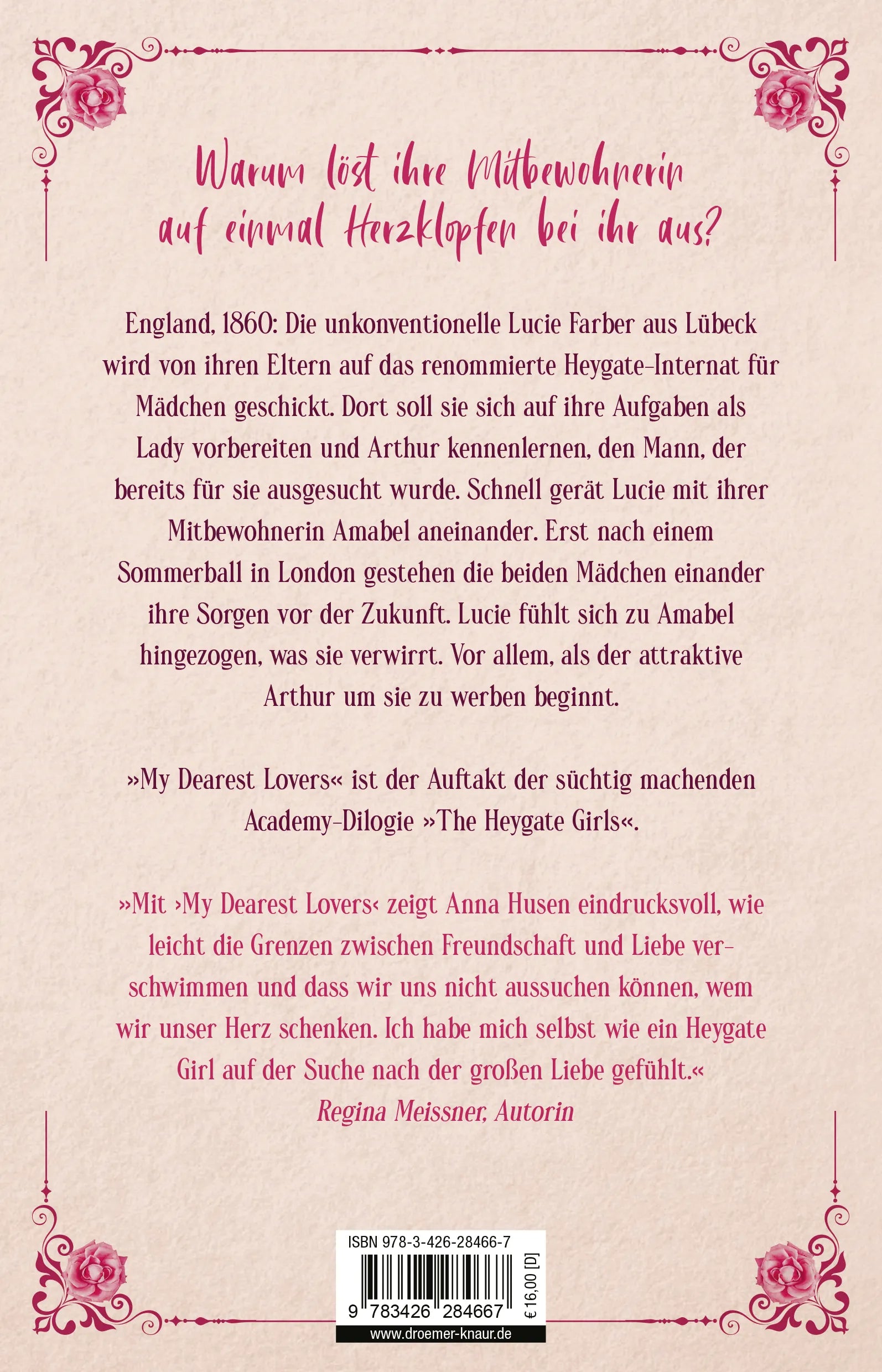 Buchrückseite von 'My Dearest Lovers. The Heygate Girls' mit Klappentext - Paperback