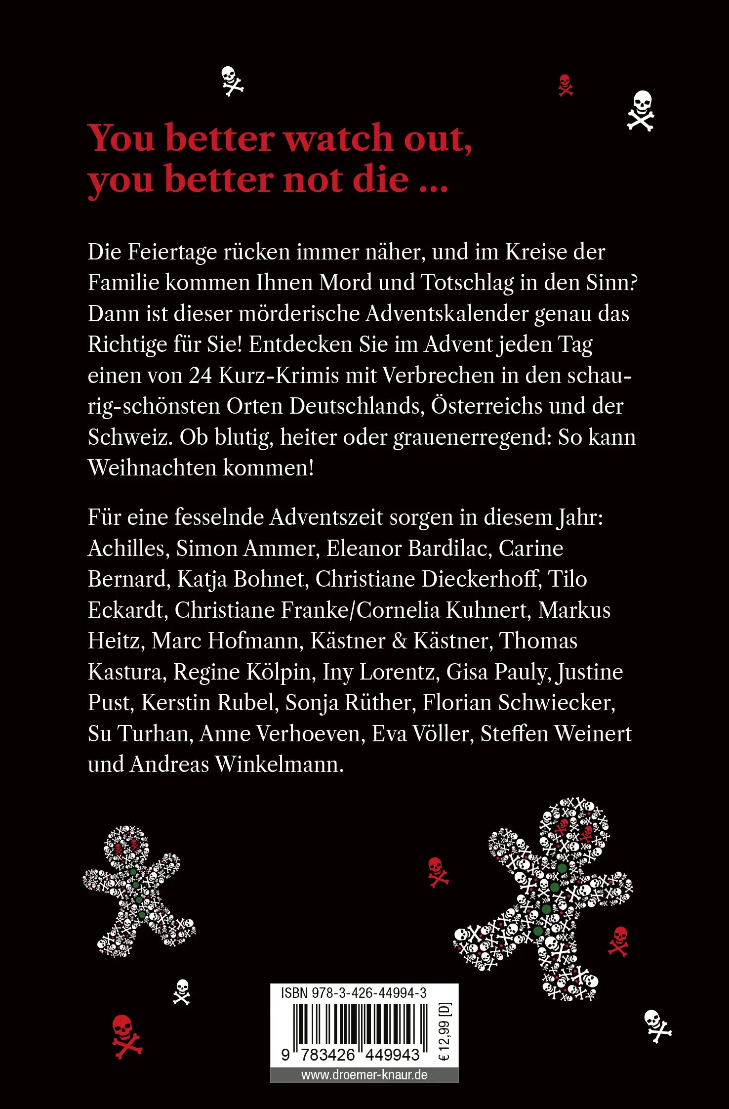Buchrückseite von 'Myrrhe, Mord und Marzipan' mit Klappentext - Taschenbuch