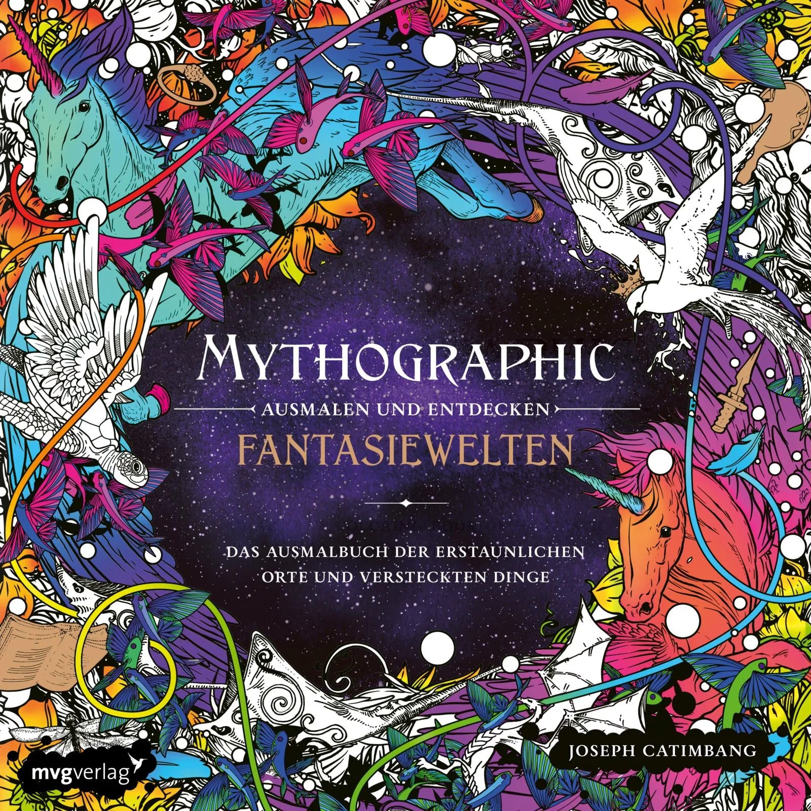 Buchcover von 'Mythographic – Ausmalen und Entdecken – Fantasiewelten' - Taschenbuch von @pentasticarts