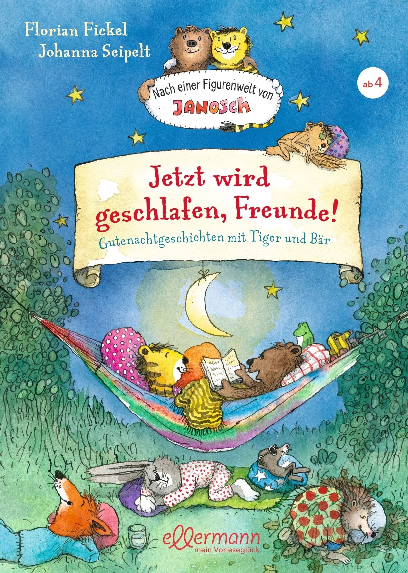 Buchcover von 'Nach einer Figurenwelt von Janosch. Jetzt wird geschlafen, Freunde!' - Gebundene Ausgabe von Florian Fickel