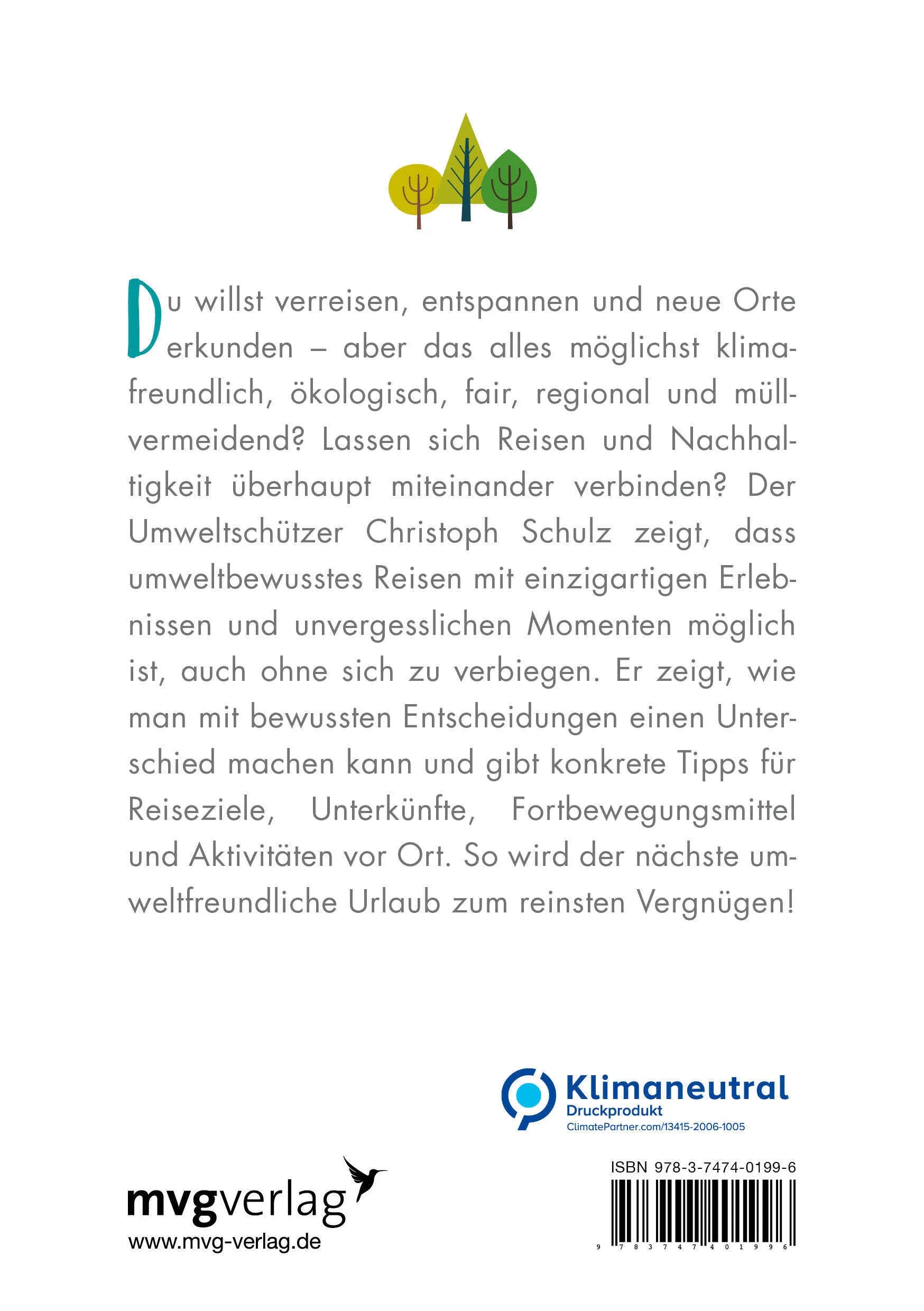 BuchrÃ¼ckseite von 'Nachhaltig reisen für Einsteiger' mit Klappentext - Taschenbuch