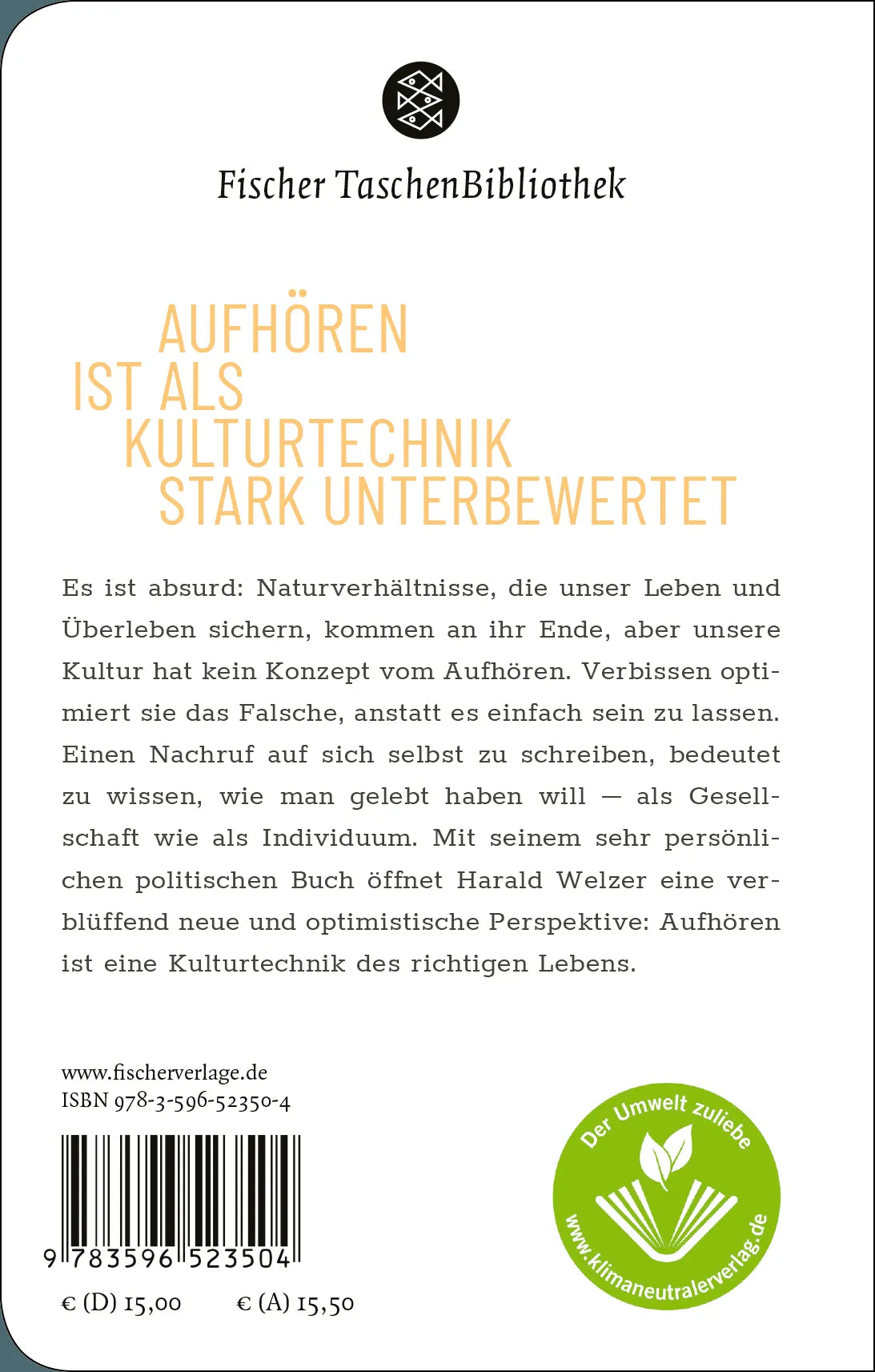 Rückseite: Nachruf auf mich selbst. (Hardcover)