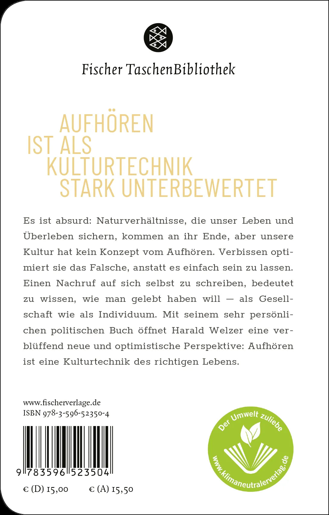 Buchrückseite von 'Nachruf auf mich selbst.' mit Klappentext - Gebundene Ausgabe