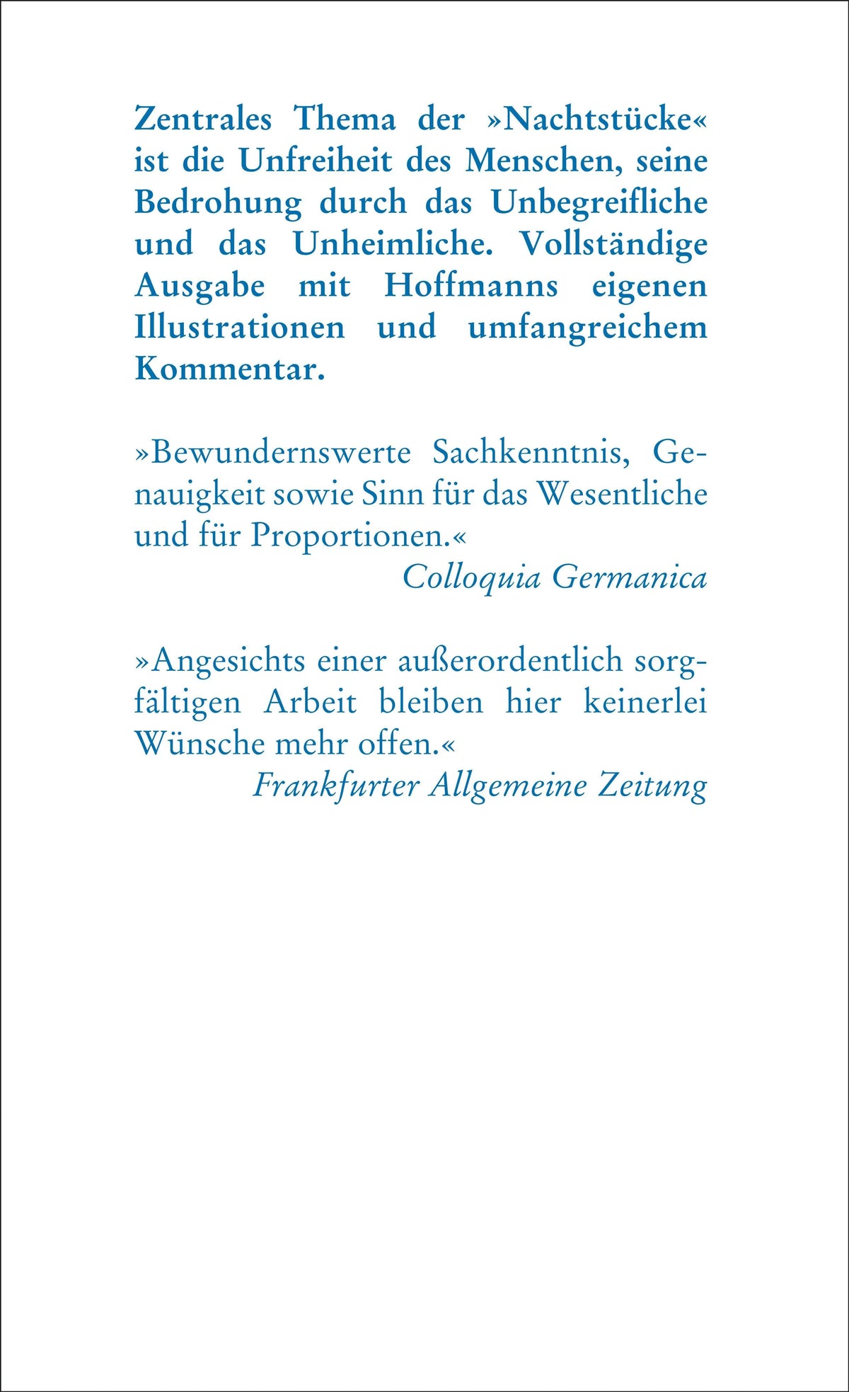 Rückseite: Nachtstücke / Klein Zaches genannt Zinnober / Prinzessin Brambilla / Werke 1816-1820 (Taschenbuch)