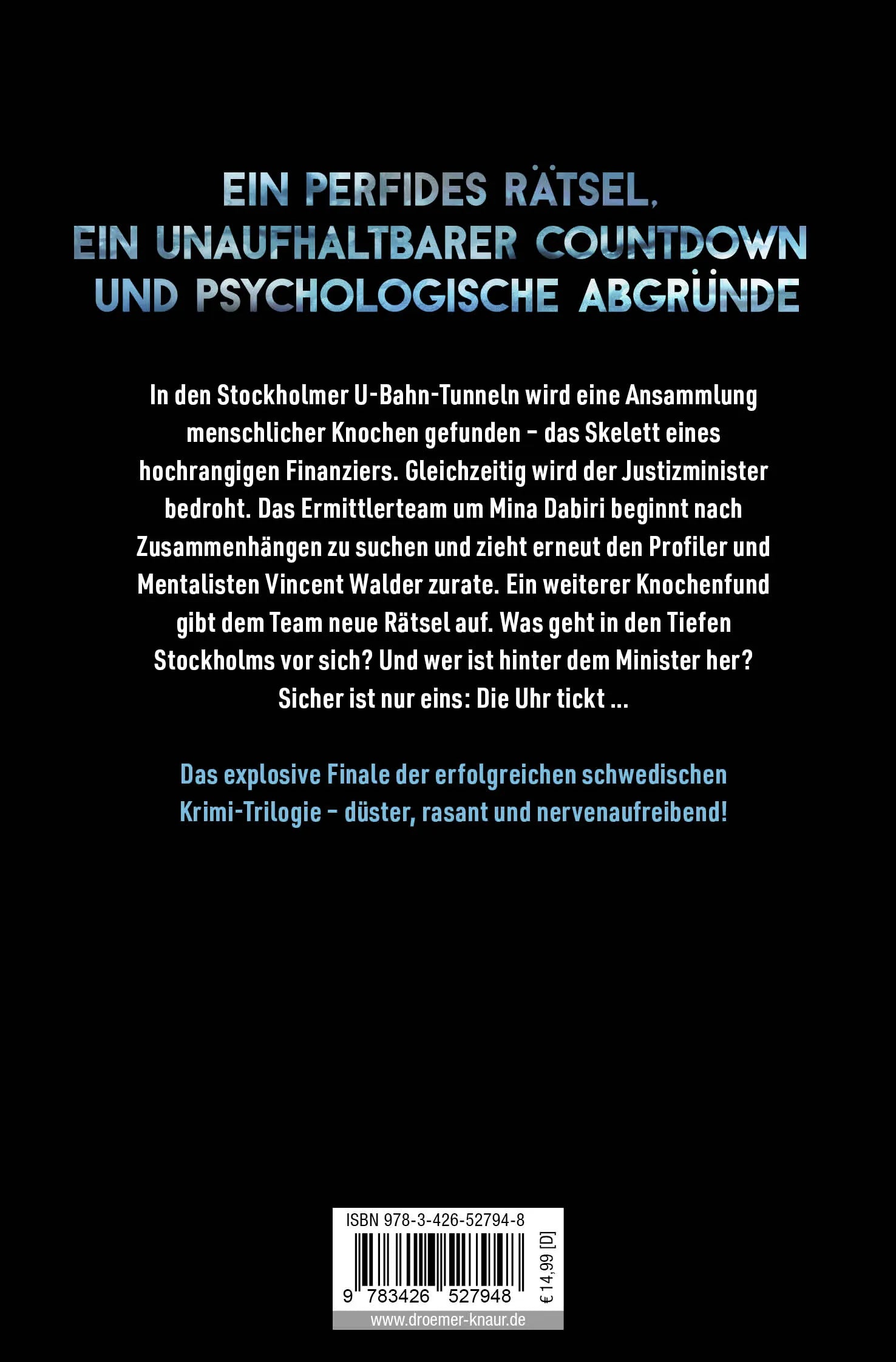 Buchrückseite von 'Nachtwasser' mit Klappentext - Taschenbuch