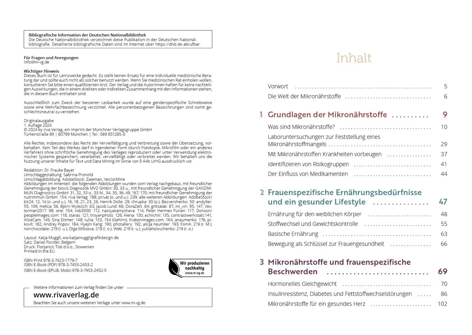 Innenansicht von 'Nährstoff-Guide für Frauen' - Taschenbuch